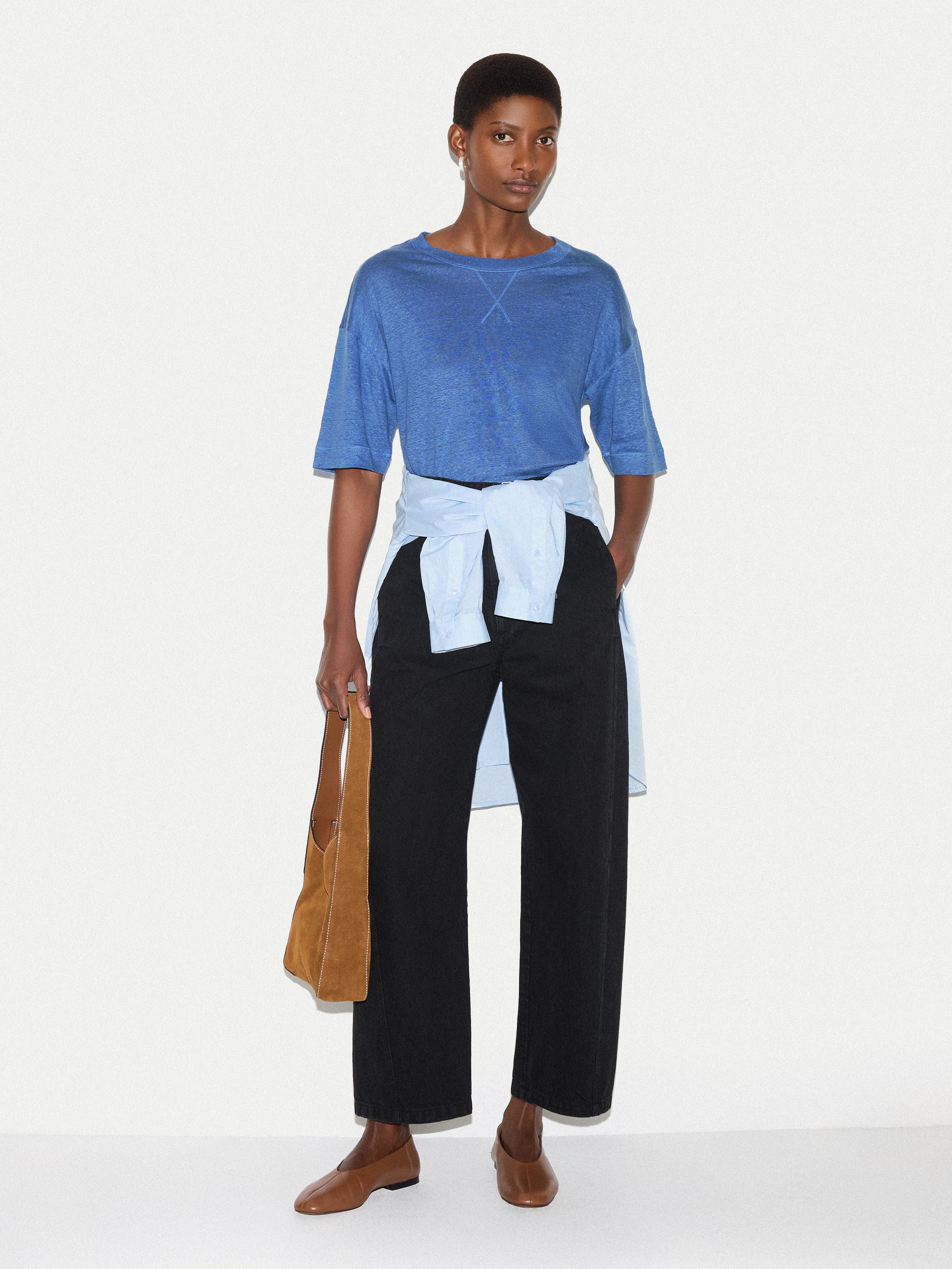 Linen Boxy T-shirt | Blue - Image 3
