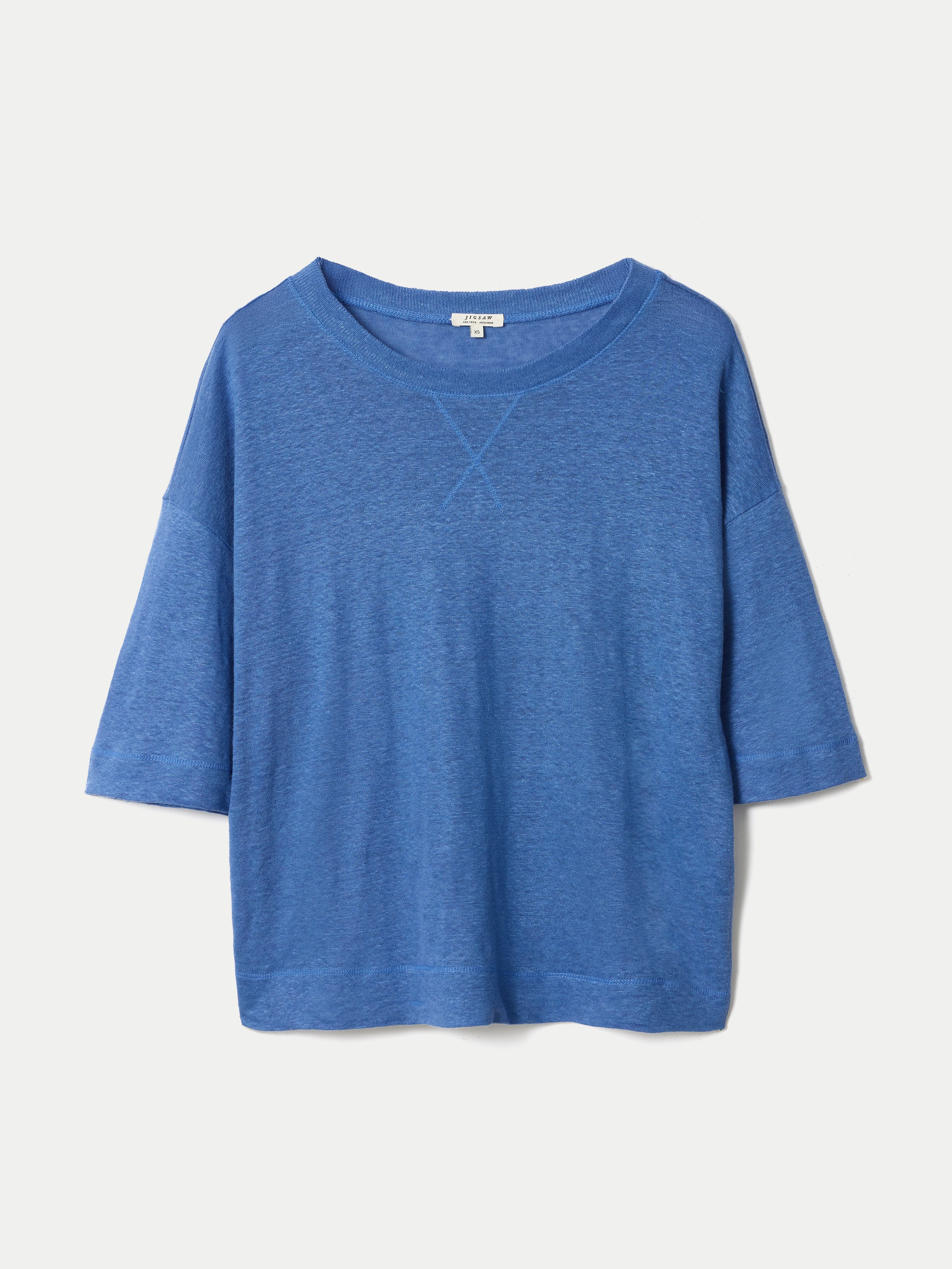 Linen Boxy T-shirt | Blue - Image 5