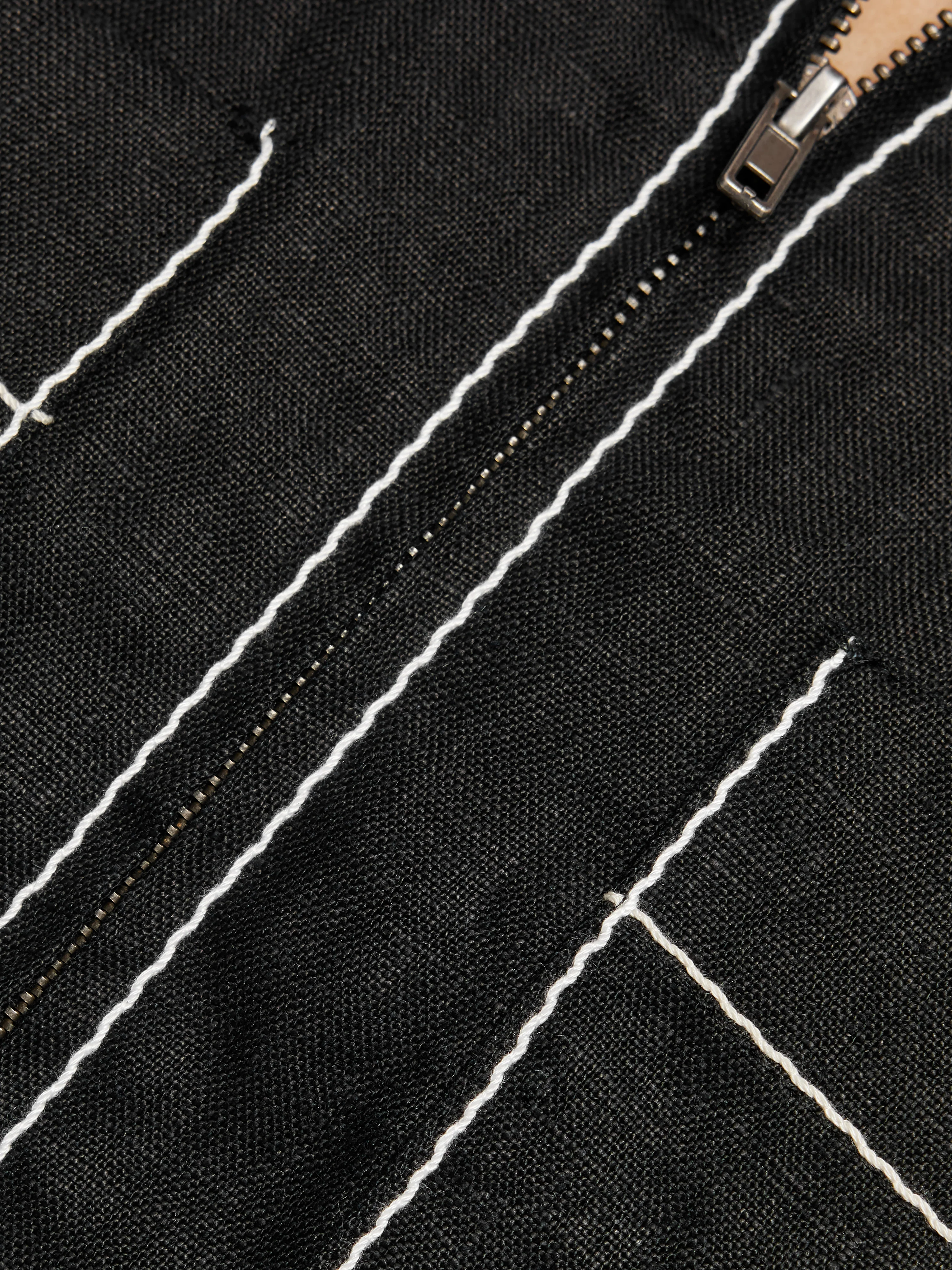 Linen Contrast Stitch Jumpsuit | Black - Image 7