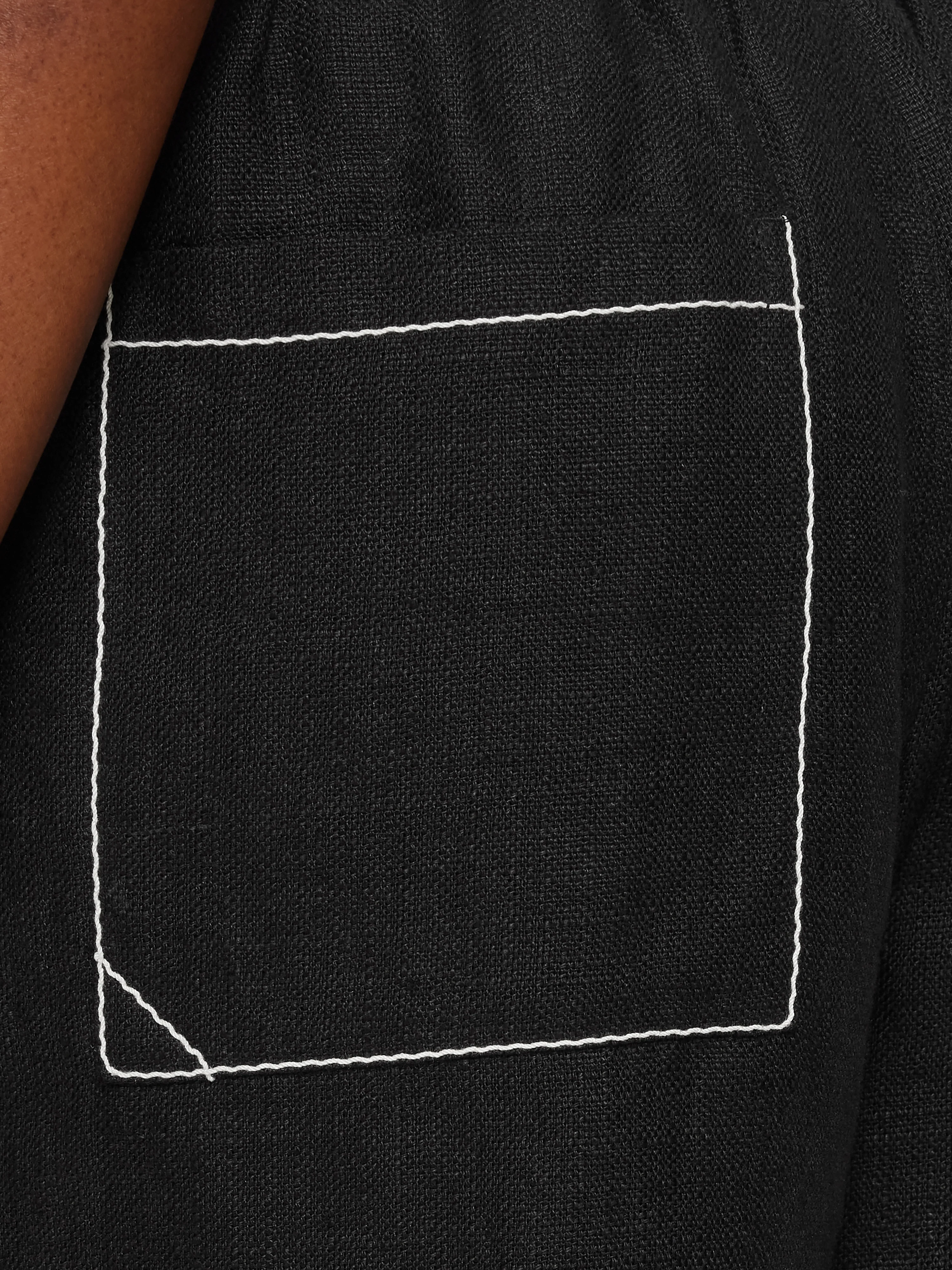 Linen Contrast Stitch Short | Black - Image 7