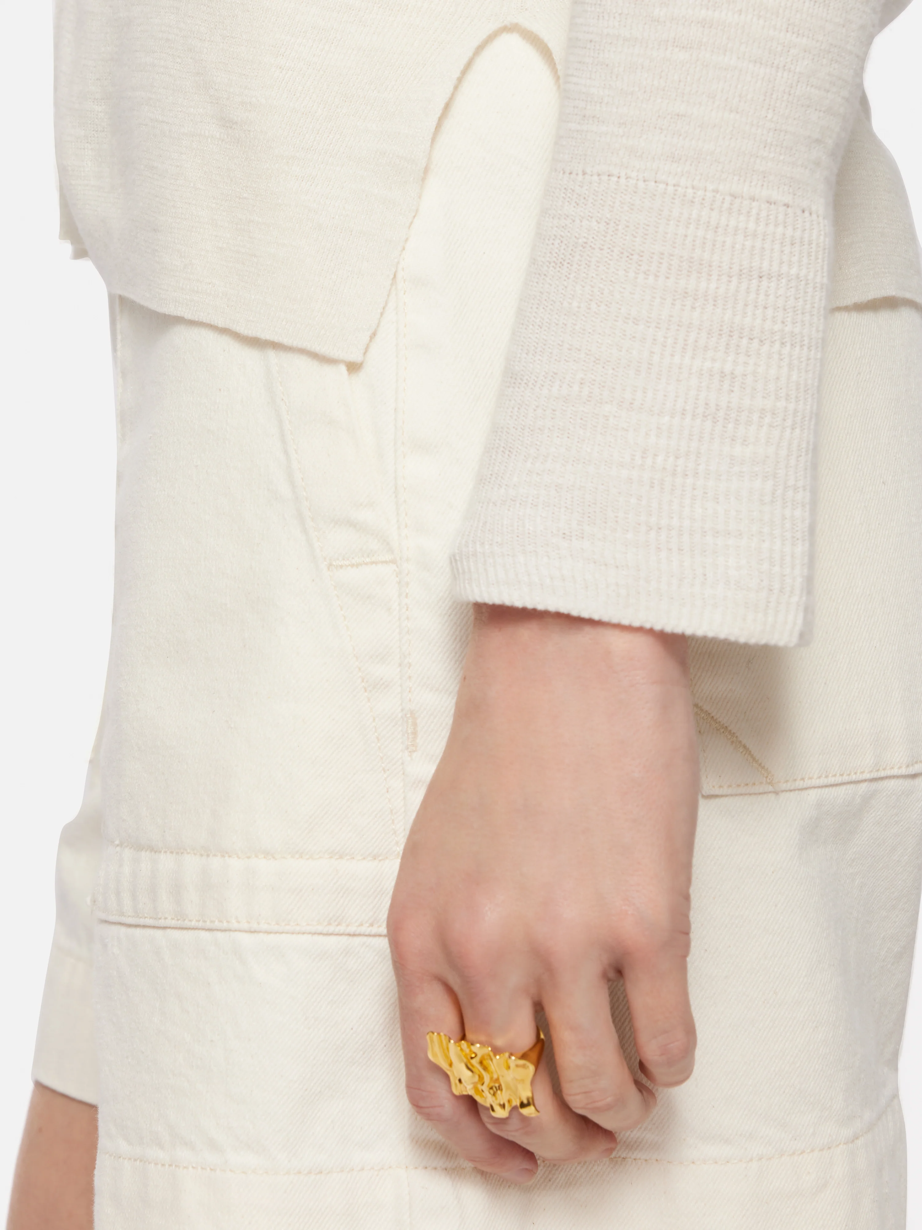 Linen Cotton Cardigan | Ivory - Image 4