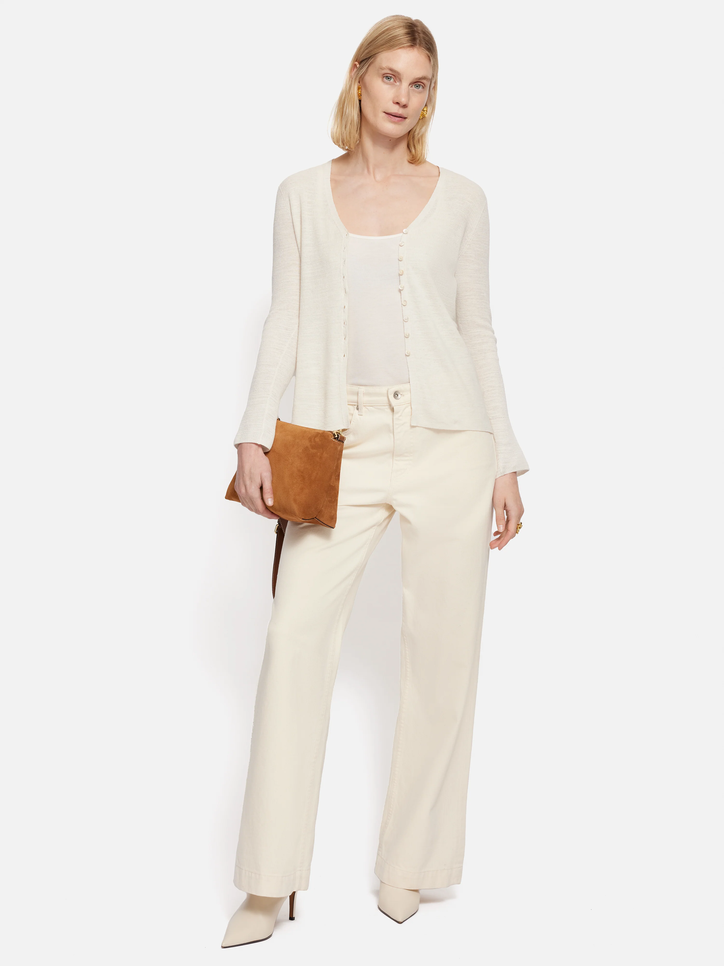 Linen Cotton Cardigan | Ivory - Image 6