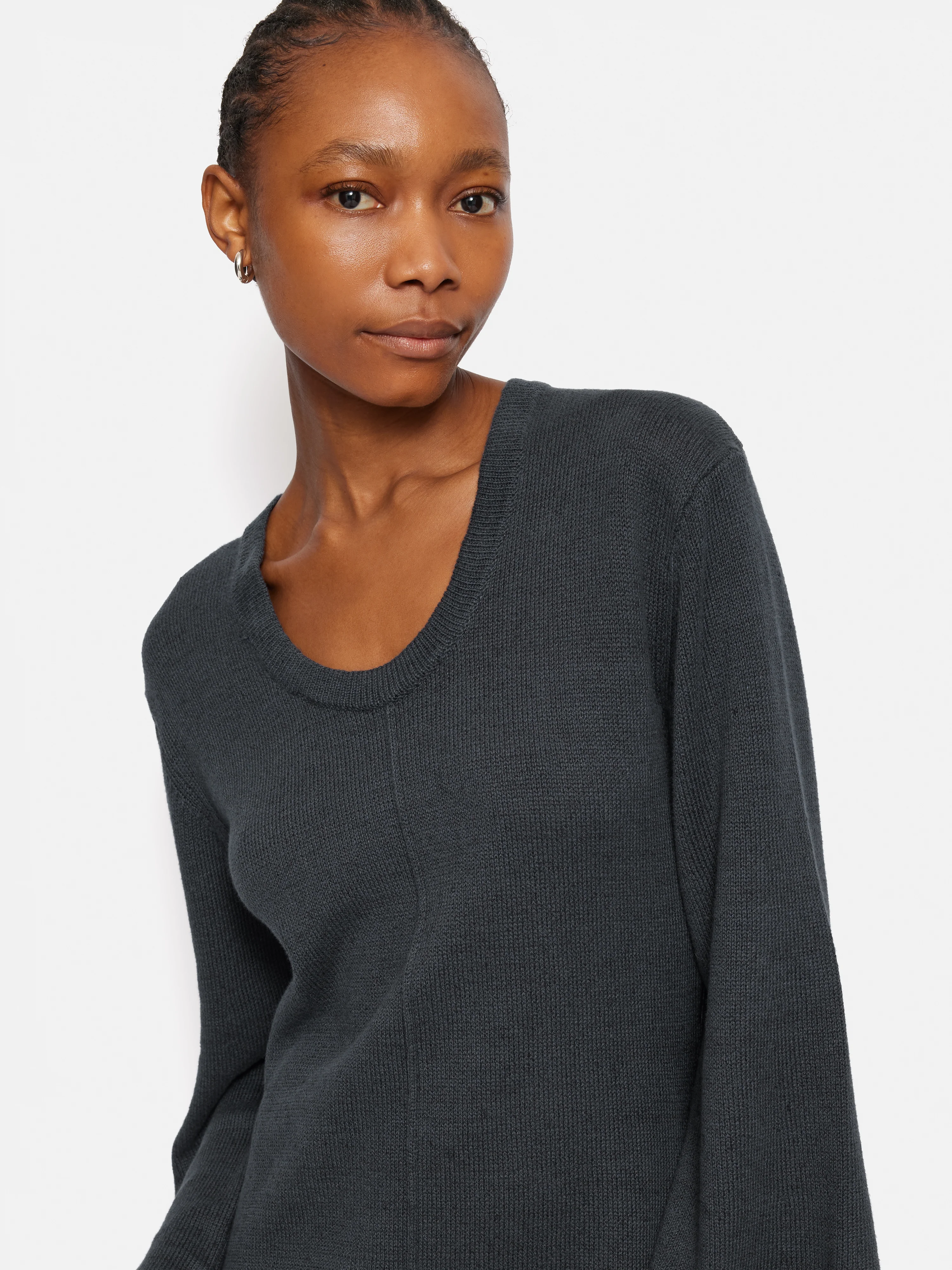 Linen Cotton Knitted Dress | Navy - Image 4