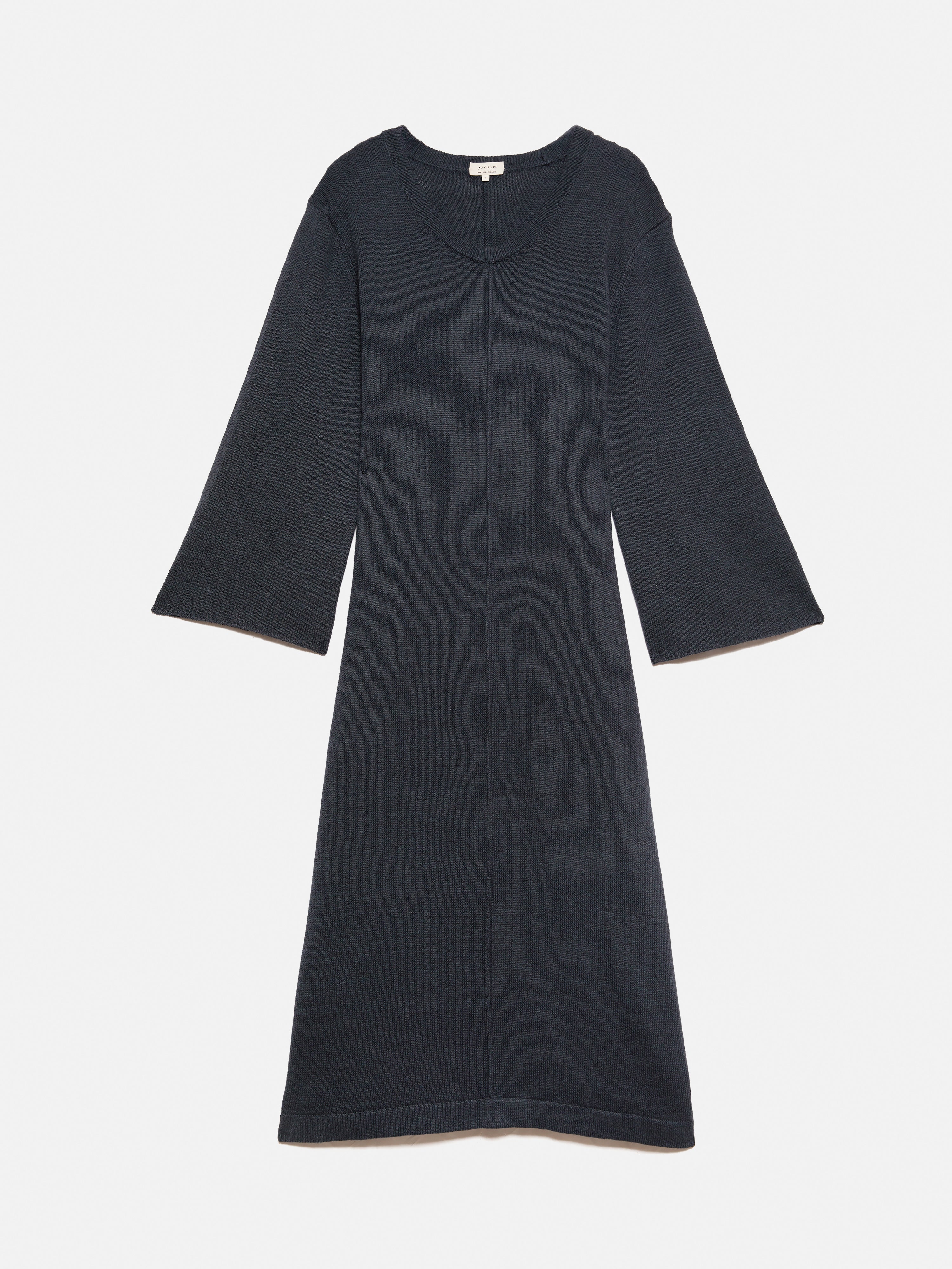 Linen Cotton Knitted Dress | Navy - Image 7