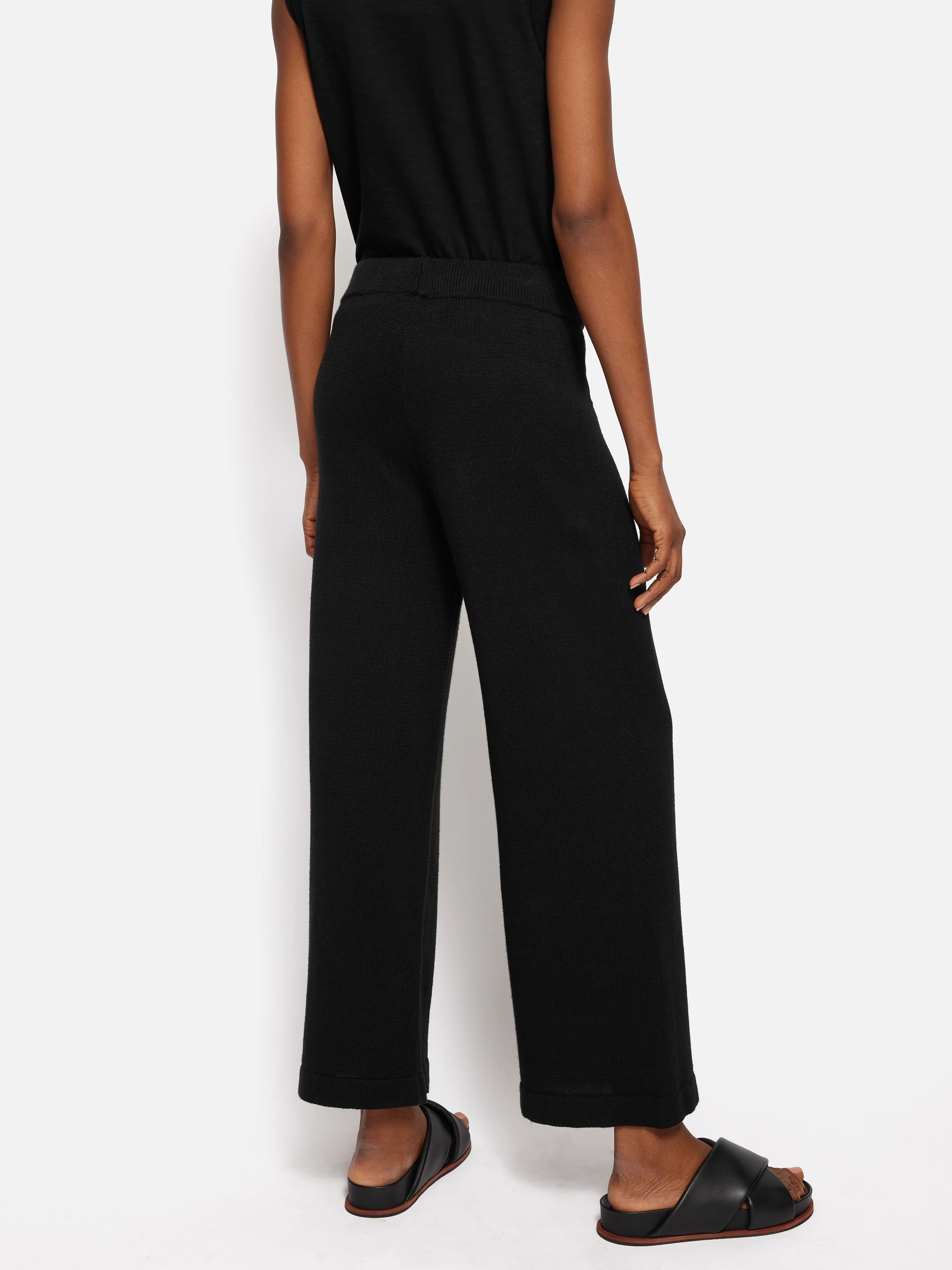 Linen Cotton Knitted Trouser | Black - Image 5