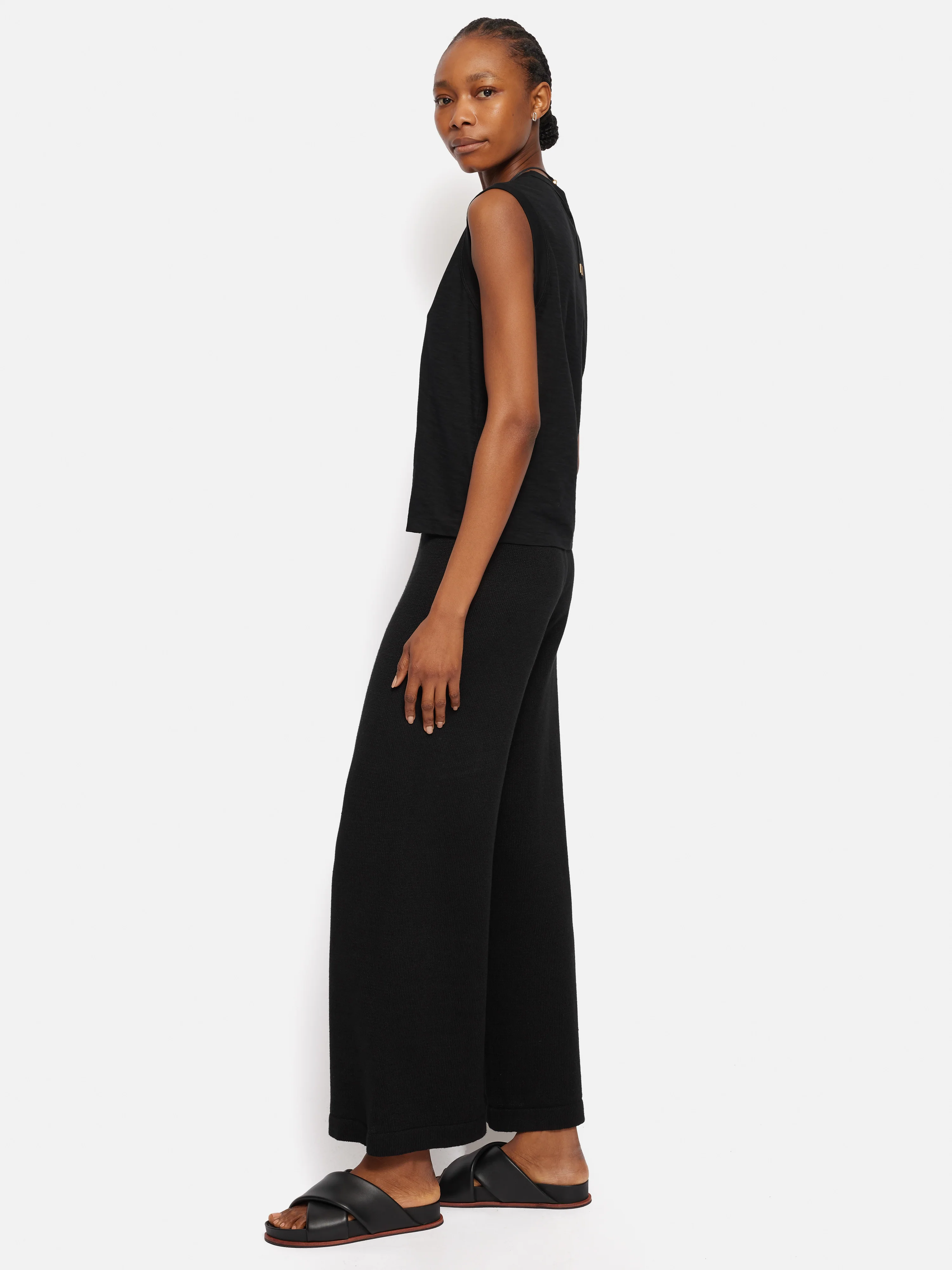 Linen Cotton Knitted Trouser | Black - Image 6