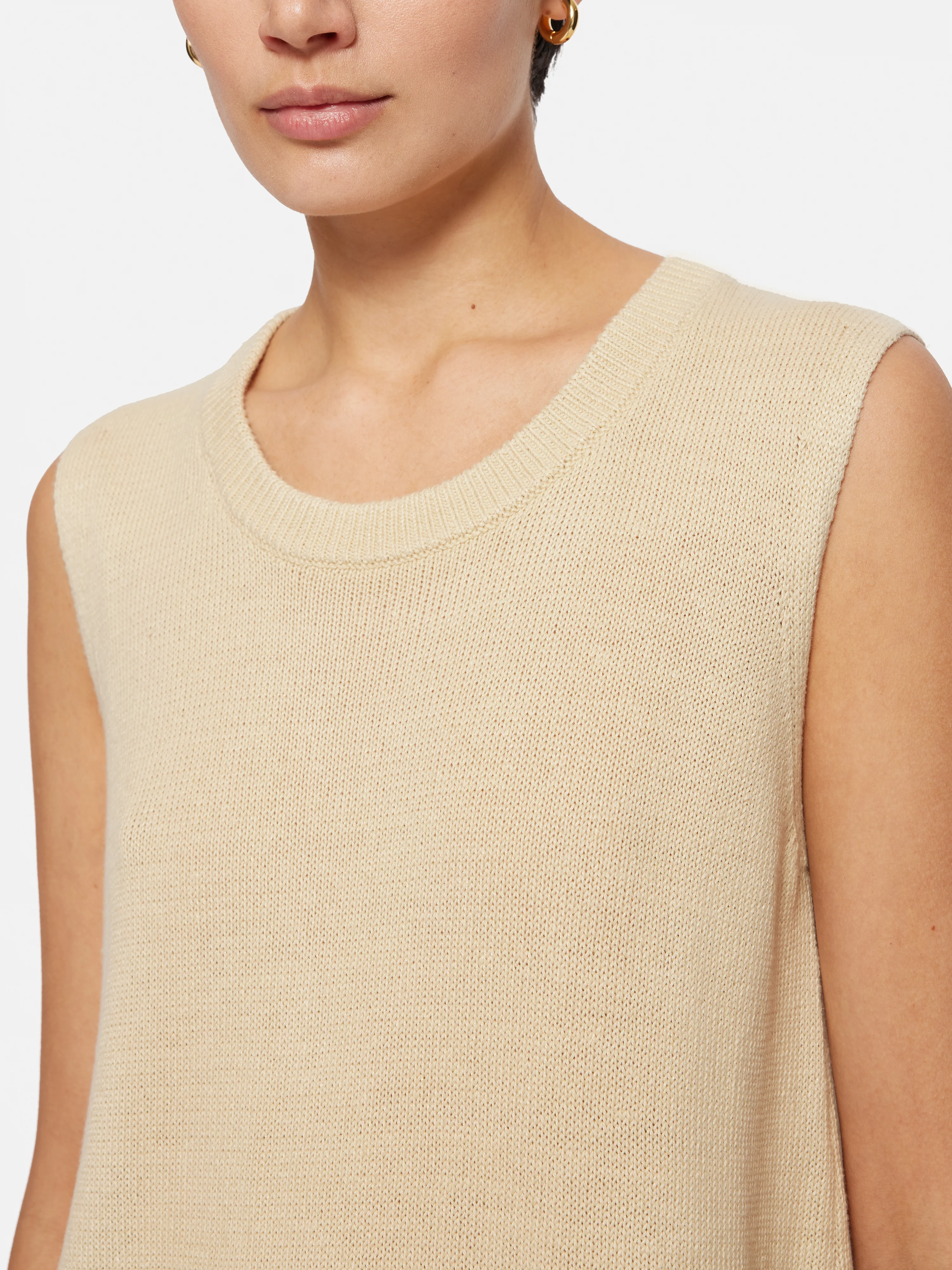 Linen Cotton Knitted Tunic | Cream - Image 2