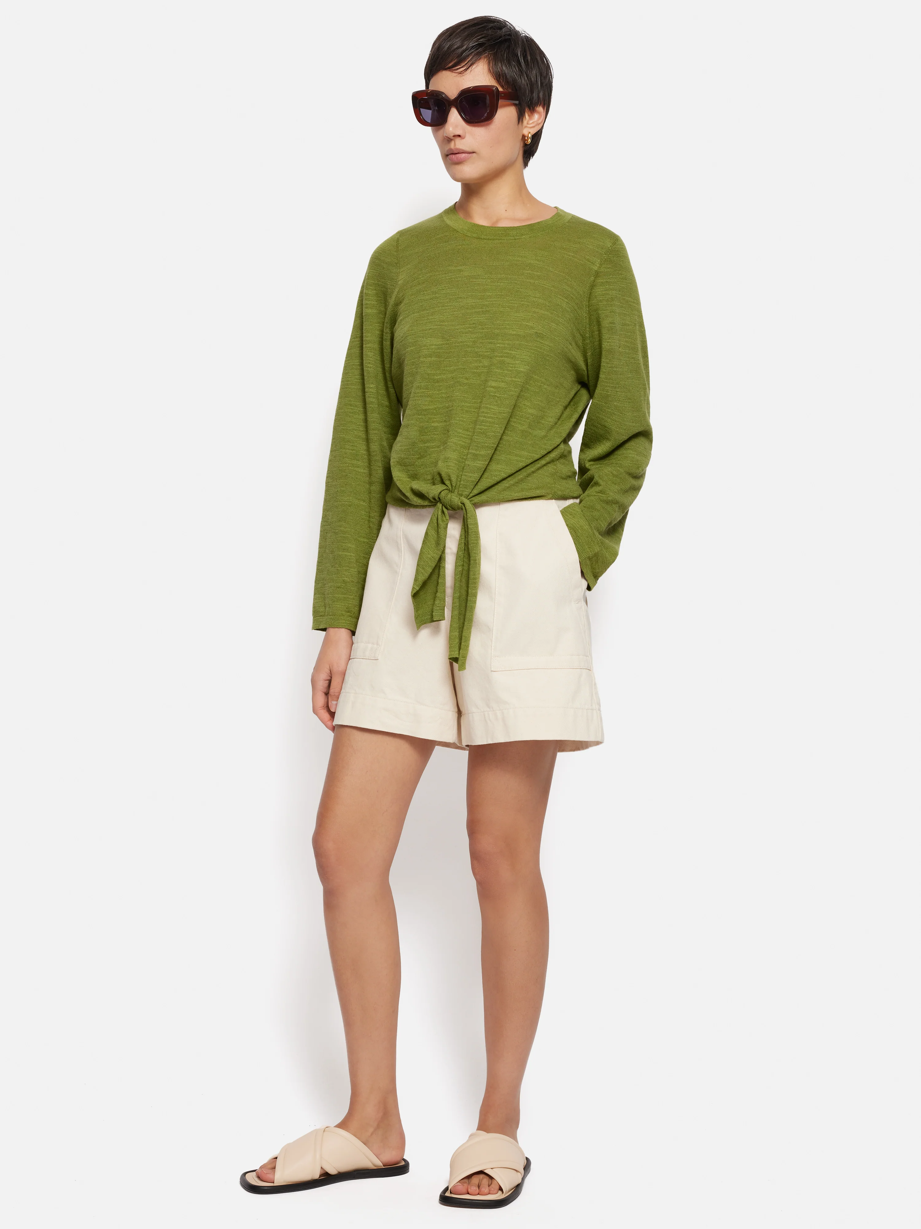 Linen Cotton Tie Top | Green - Image 6