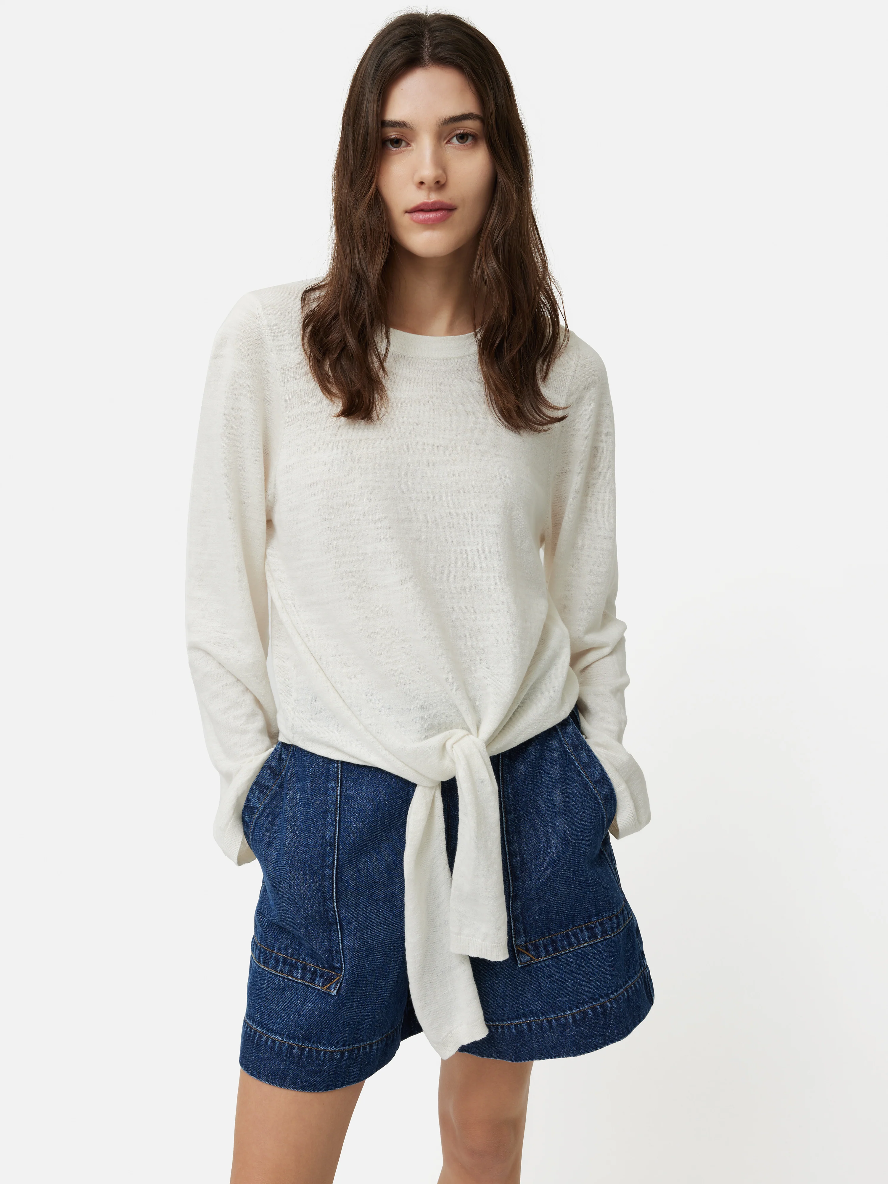Linen Cotton Tie Top | Ivory
