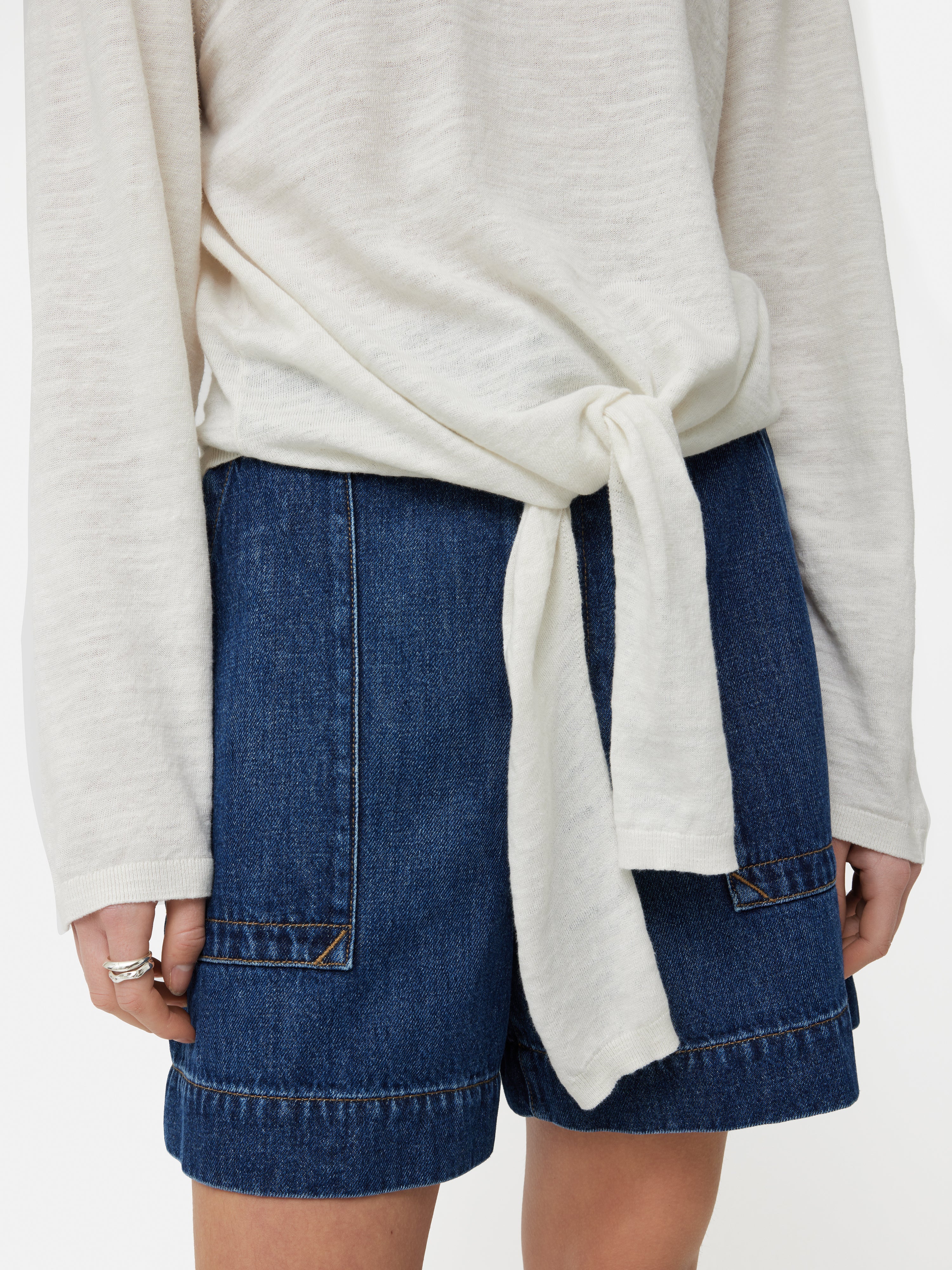 Linen Cotton Tie Top | Ivory - Image 2