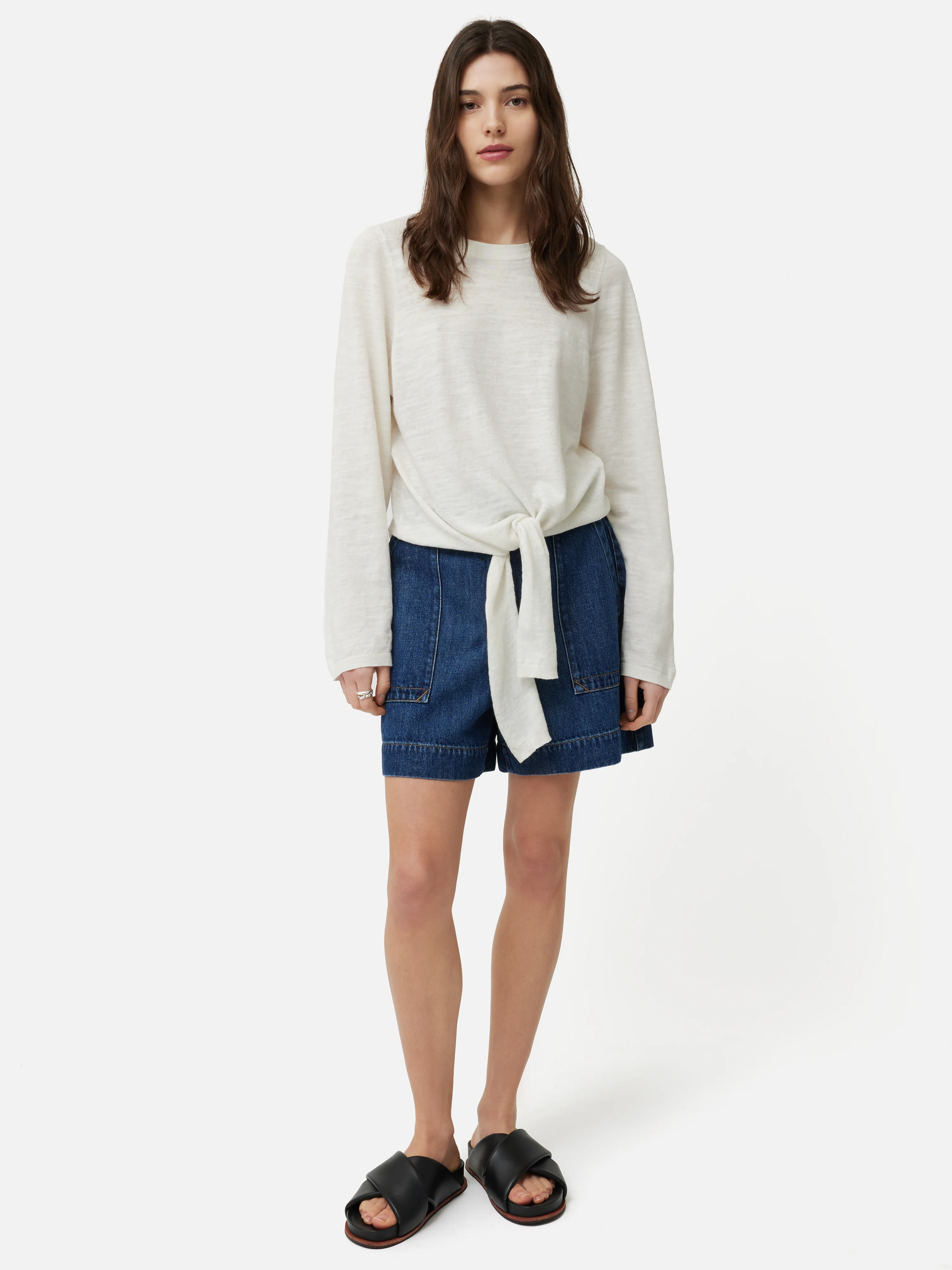 Linen Cotton Tie Top | Ivory - Image 3