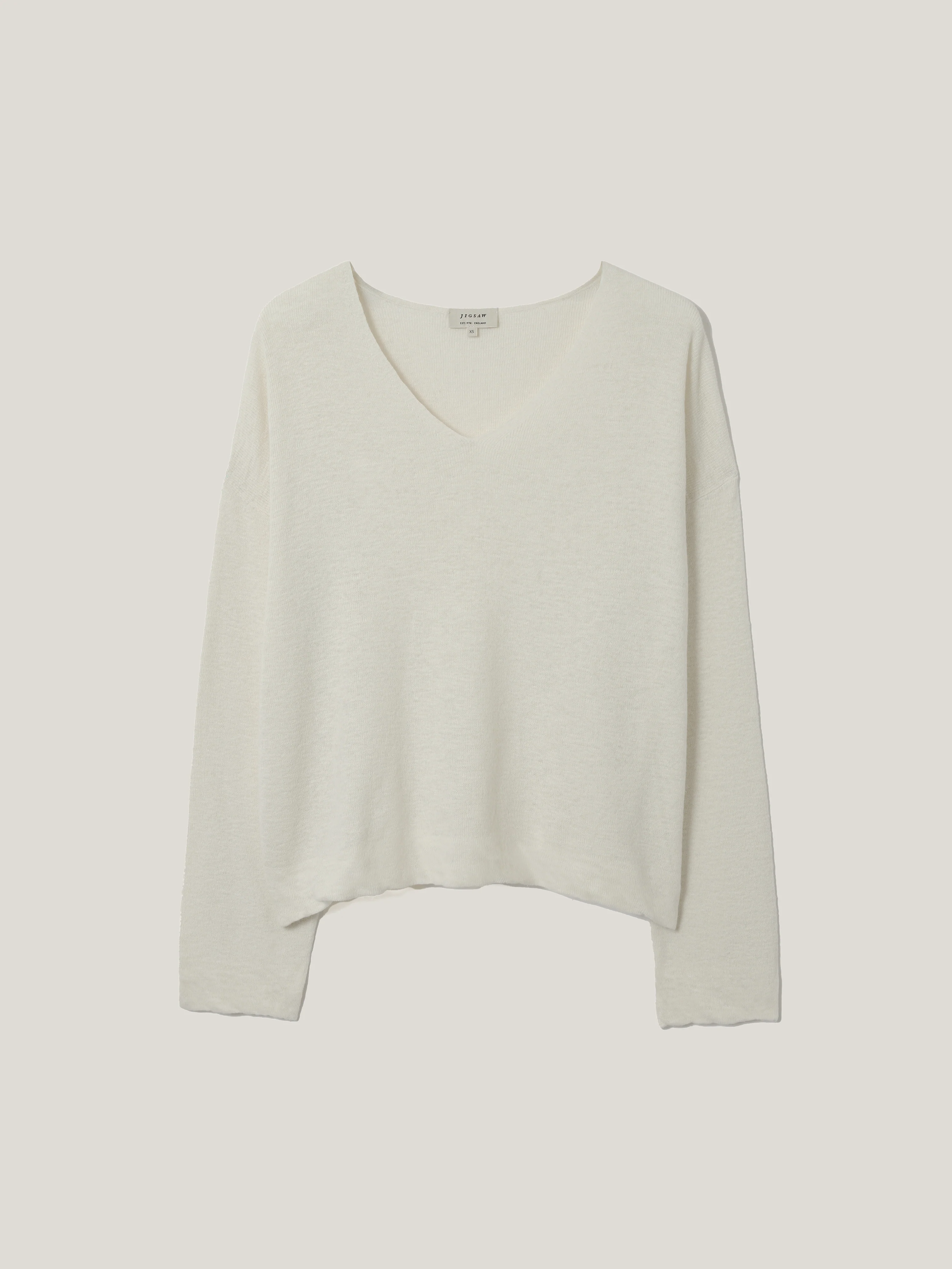 Linen Cotton Twist Hem Jumper | Ivory - Image 5