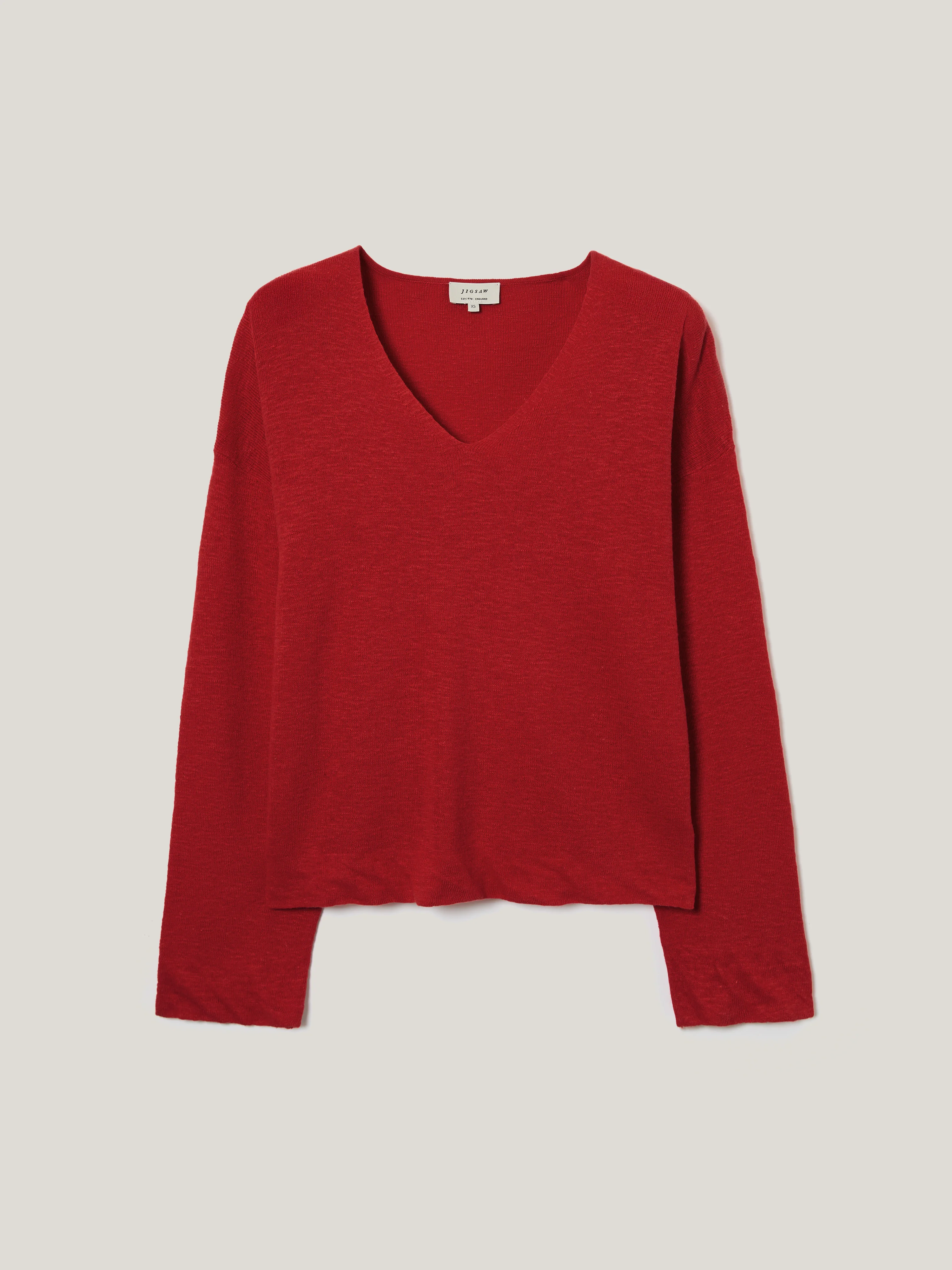 Linen Cotton Twist Hem Jumper | Red - Image 5