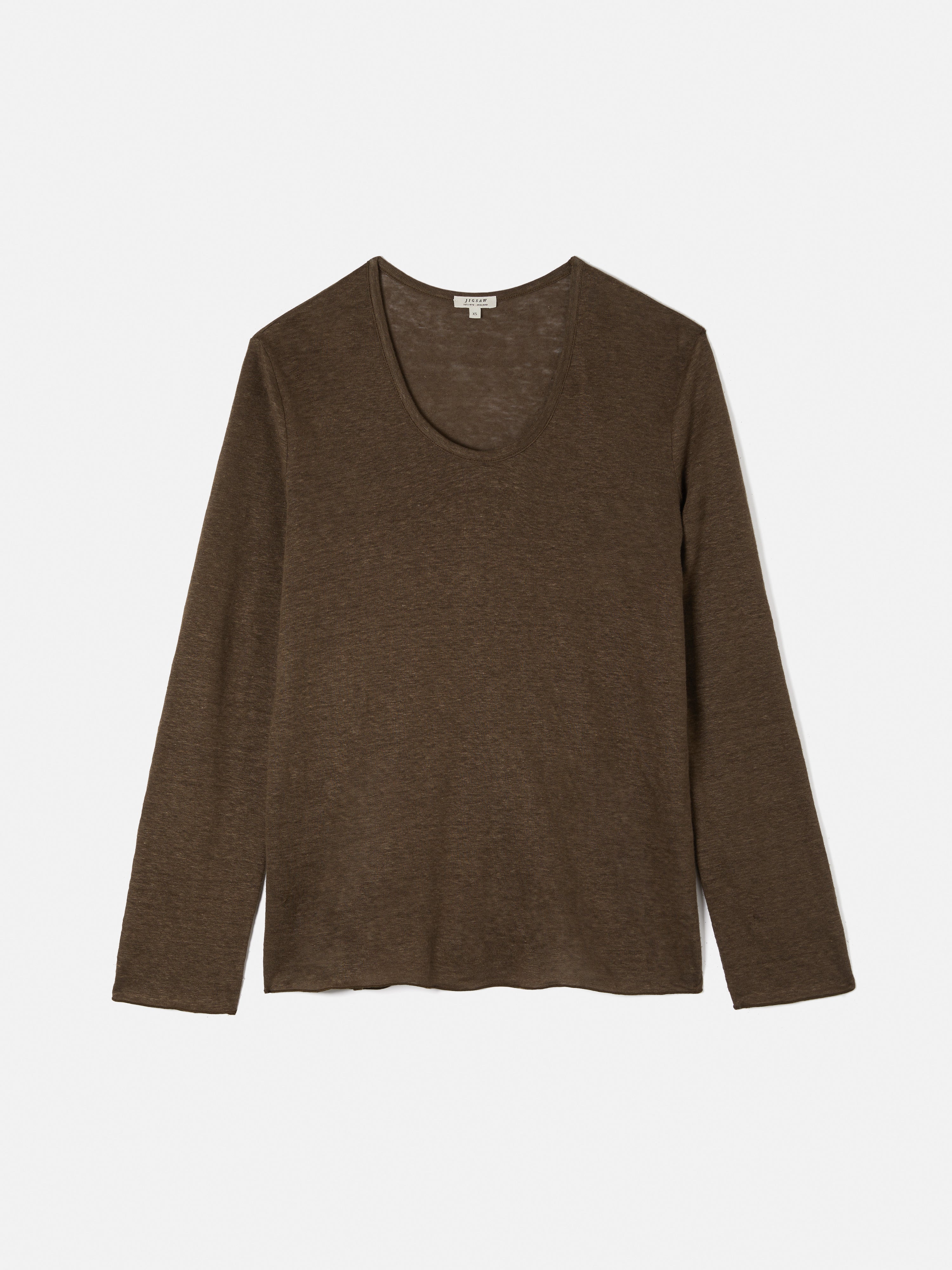 Linen Eden Long Sleeve Tee | Khaki - Image 7