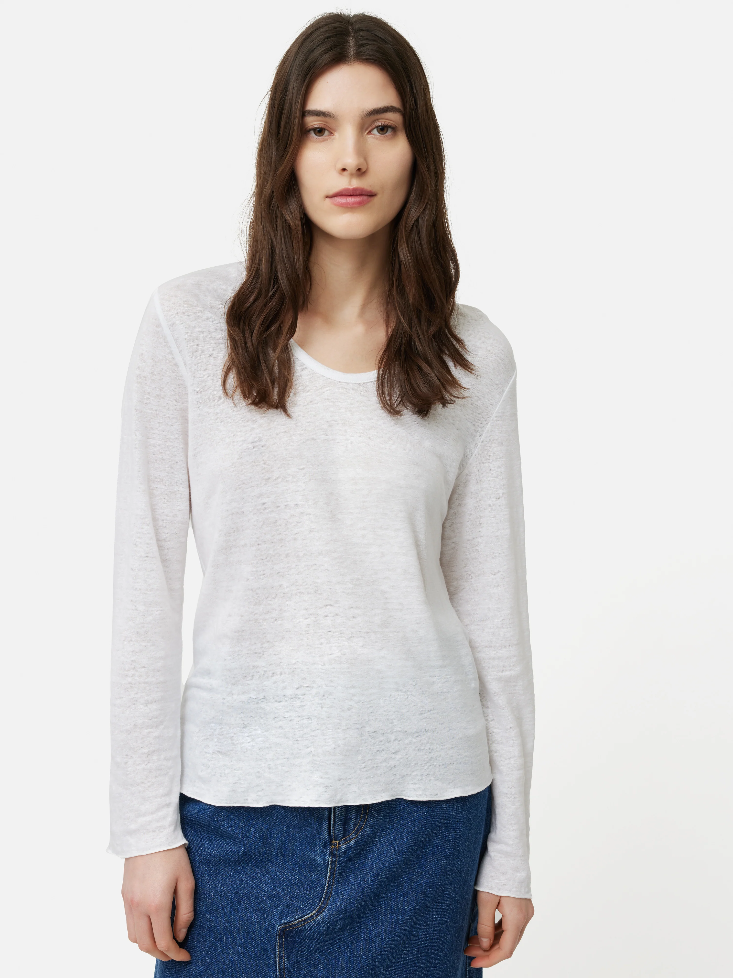 Linen Eden Long Sleeve Tee | White - Image 6