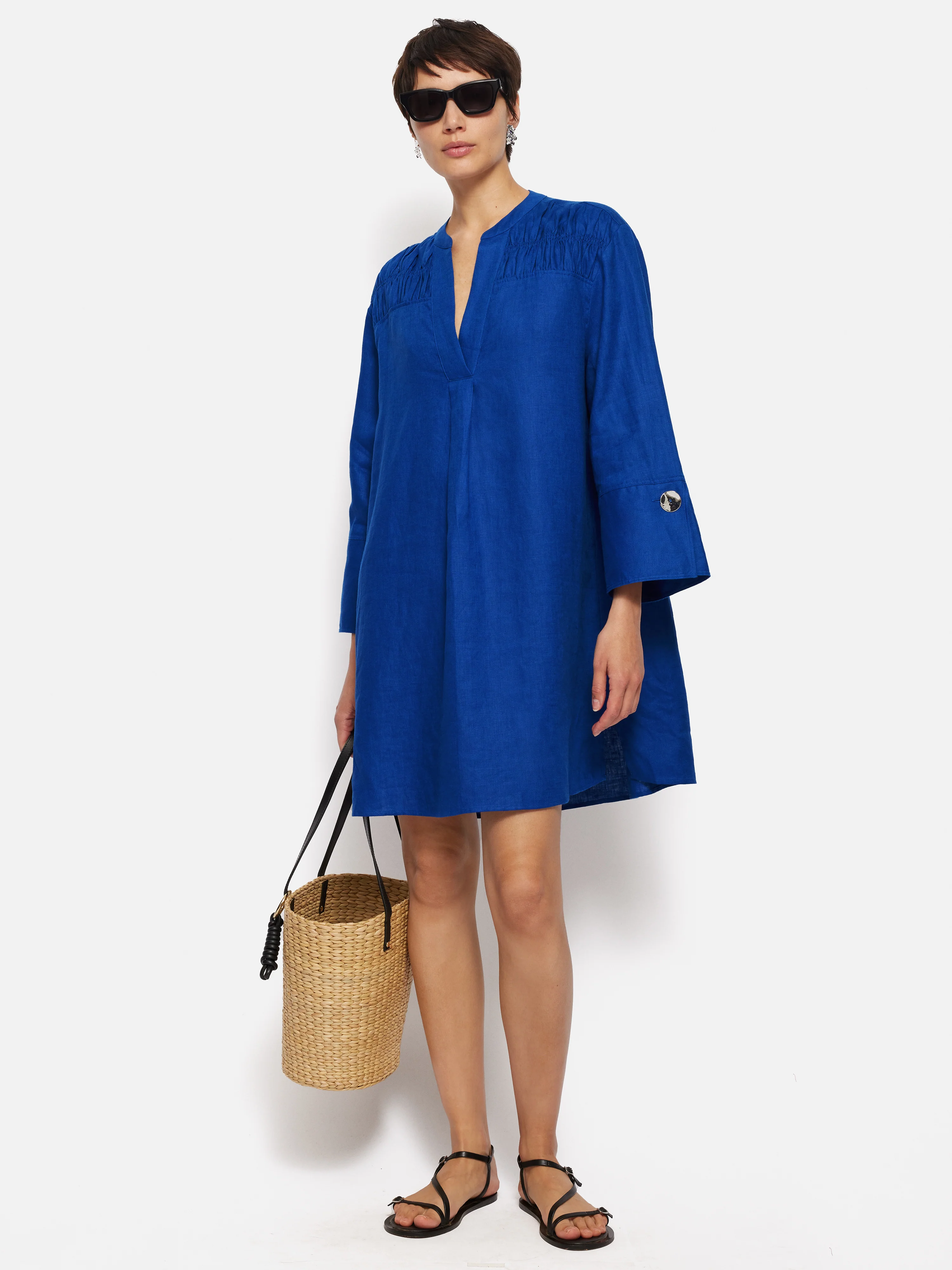Linen Kaftan Dress | Blue - Image 5
