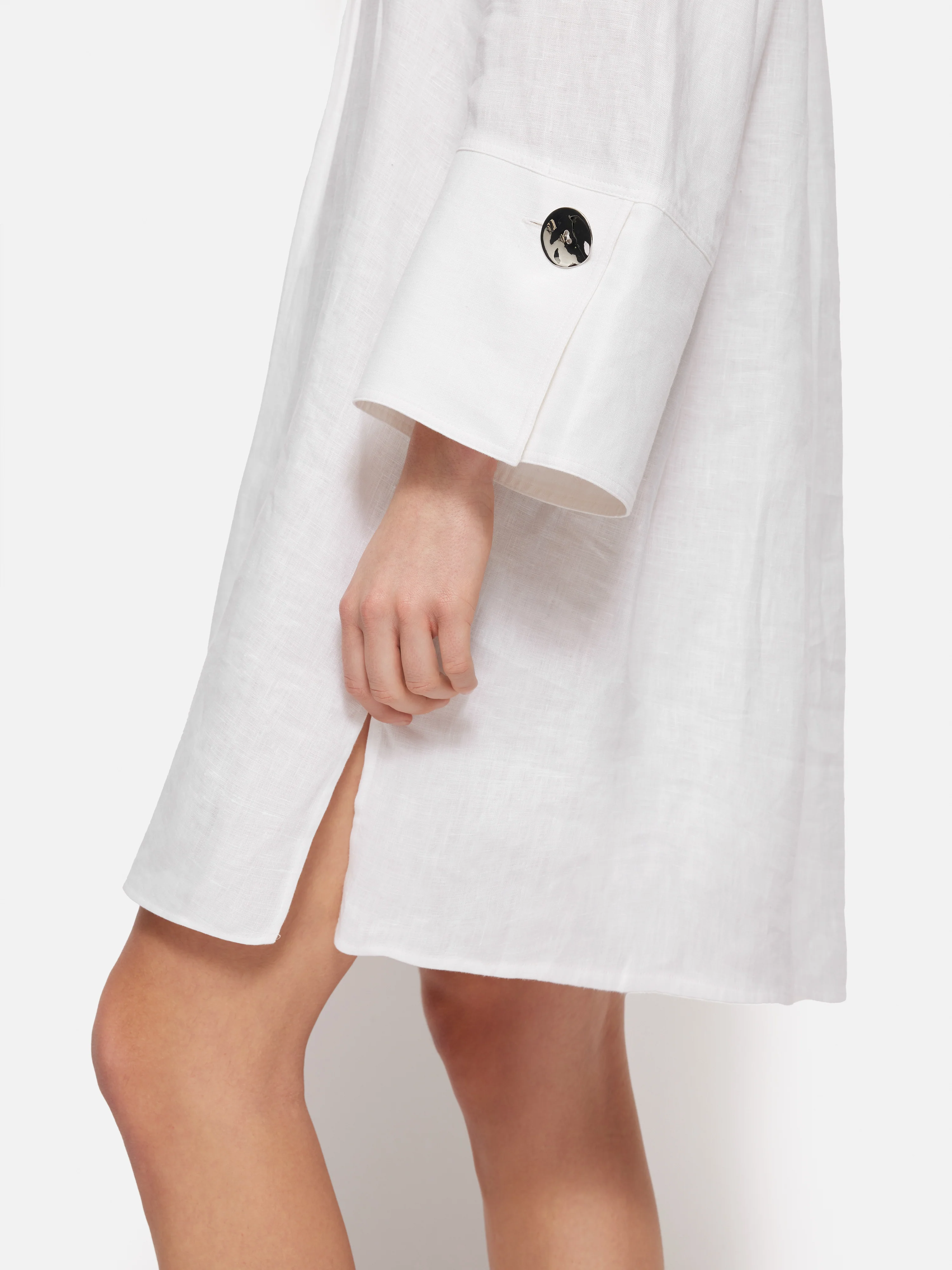 Linen Kaftan Dress | White - Image 3