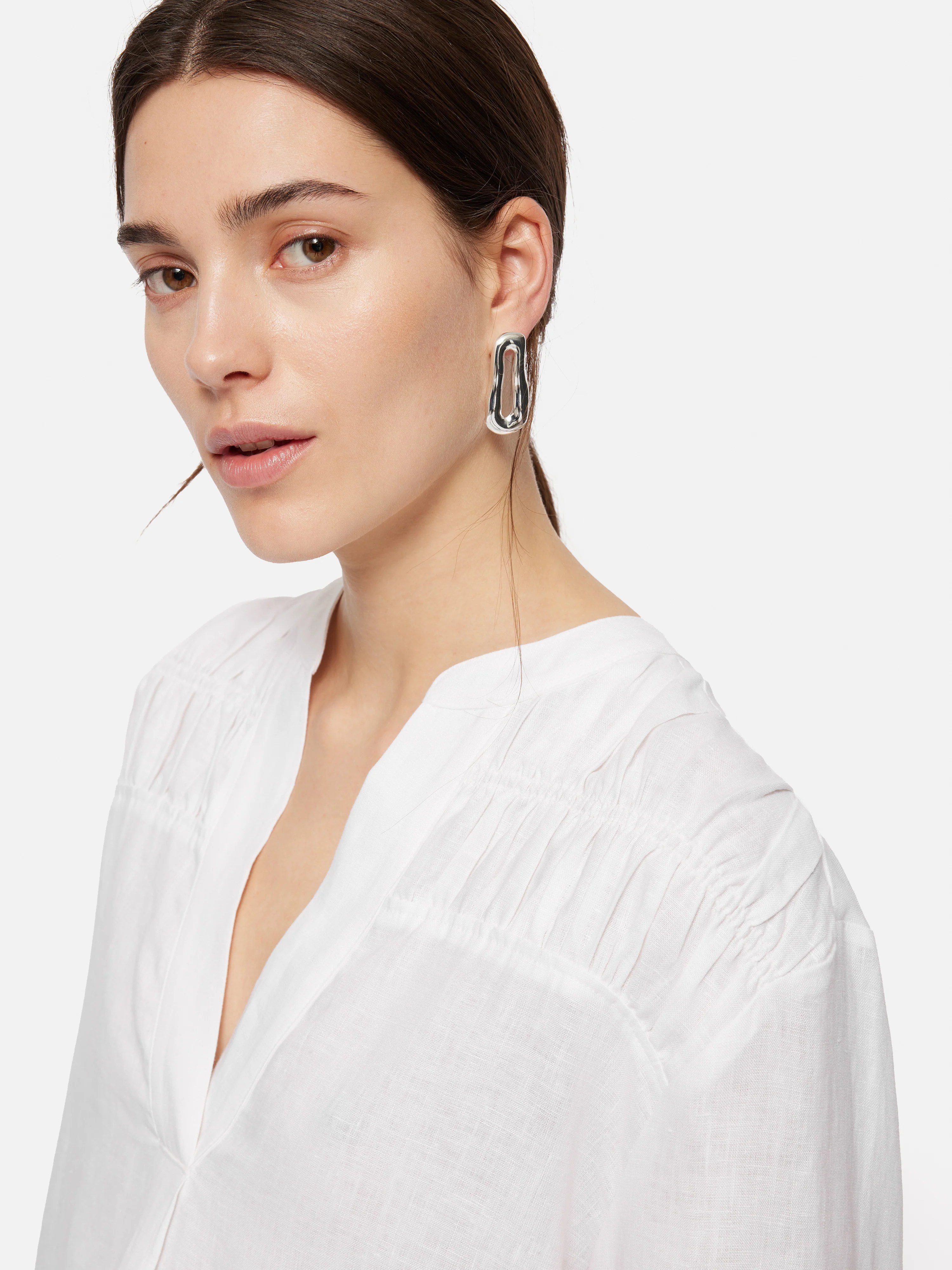 Linen Kaftan Dress | White - Image 5