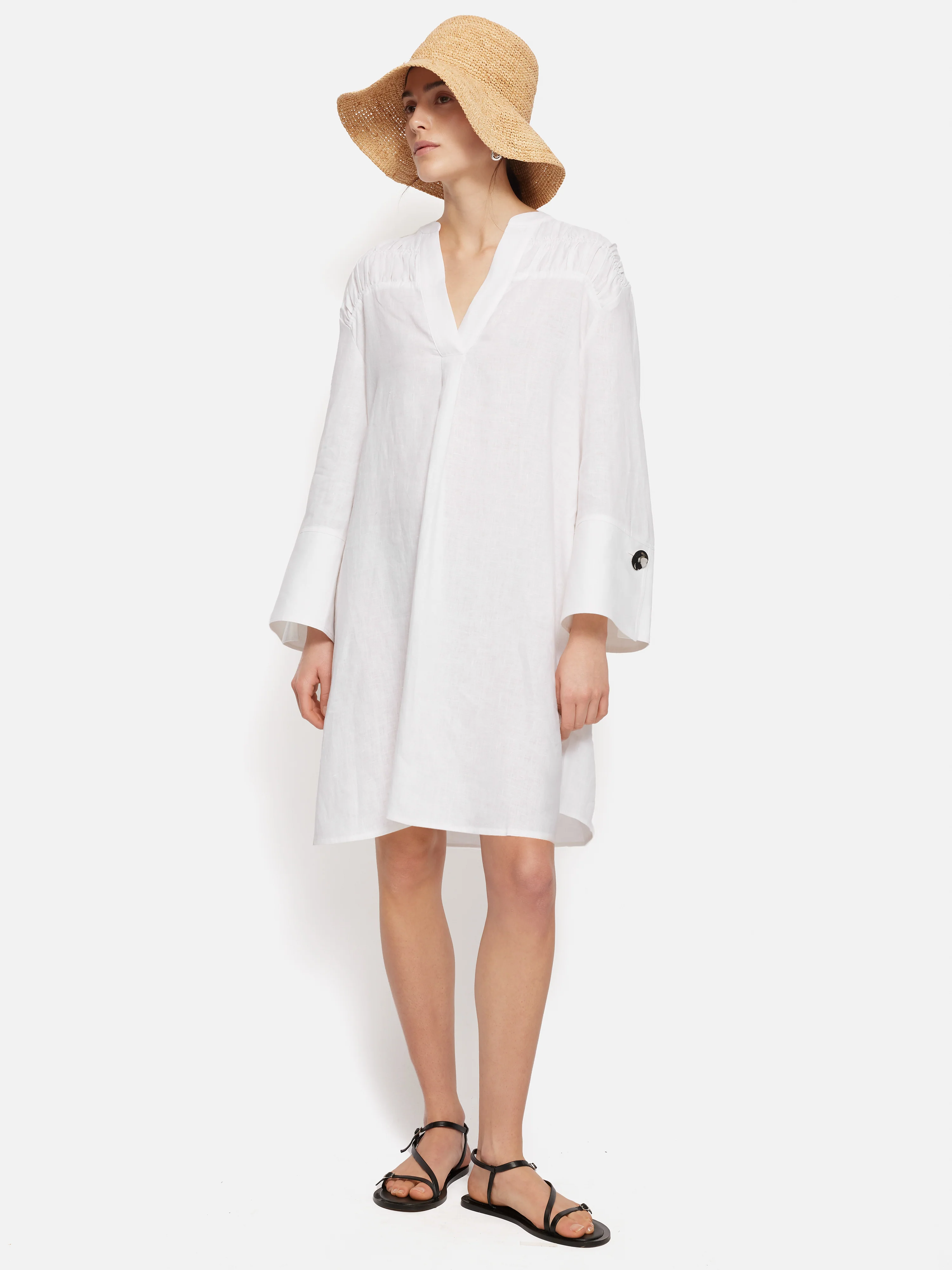 Linen Kaftan Dress | White - Image 7