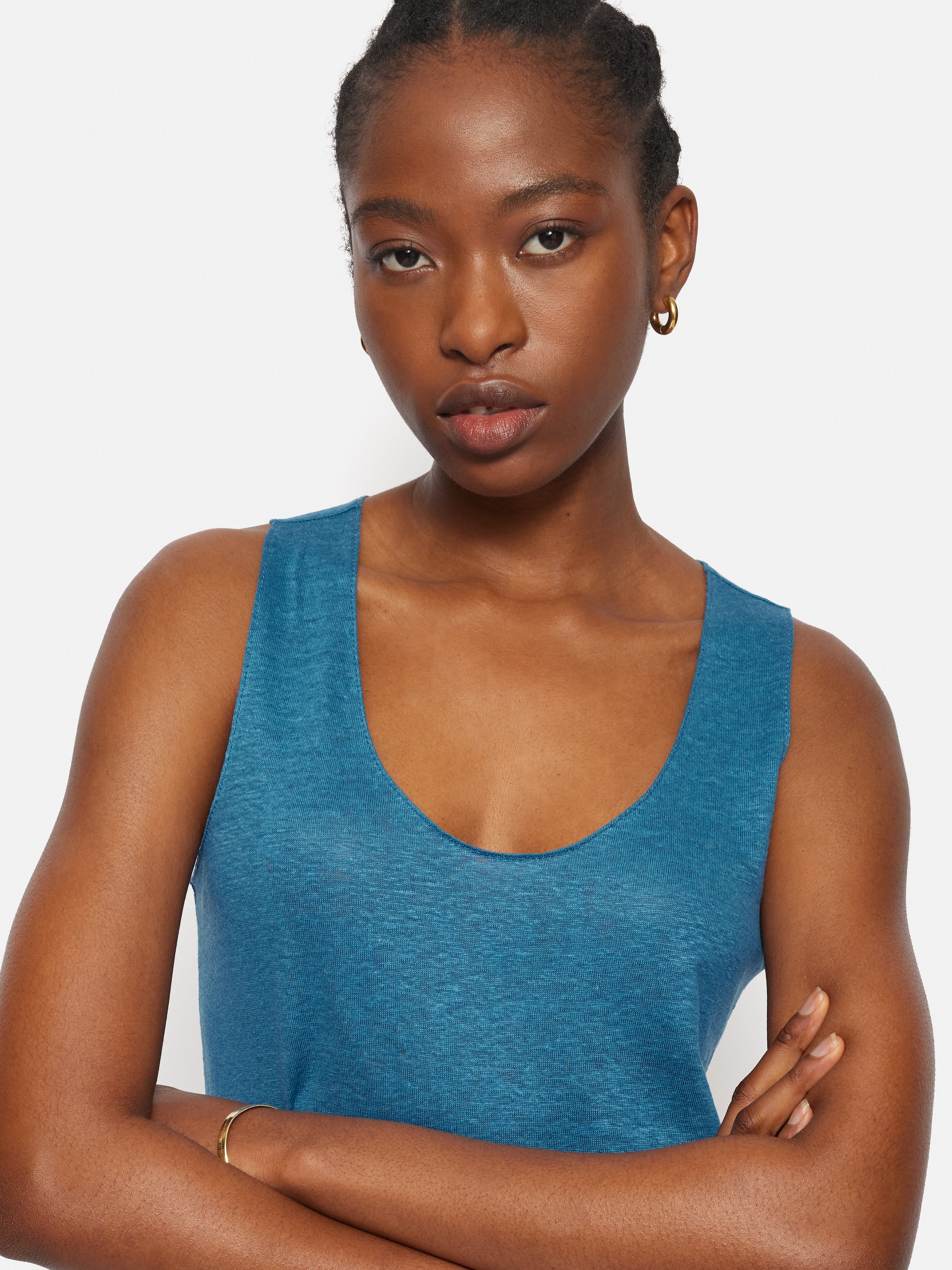 Linen Layering Vest | Blue - Image 2