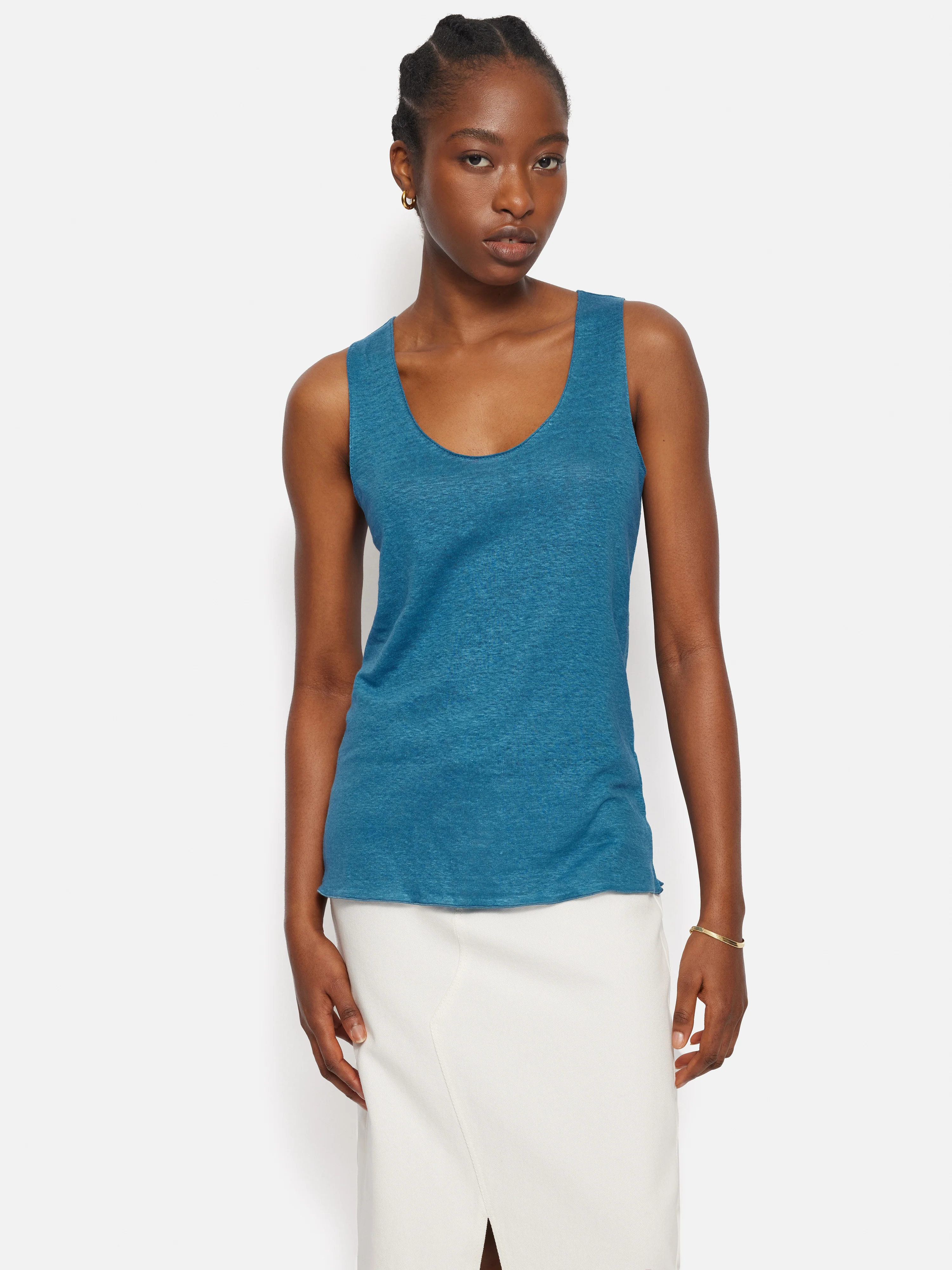 Linen Layering Vest | Blue - Image 5