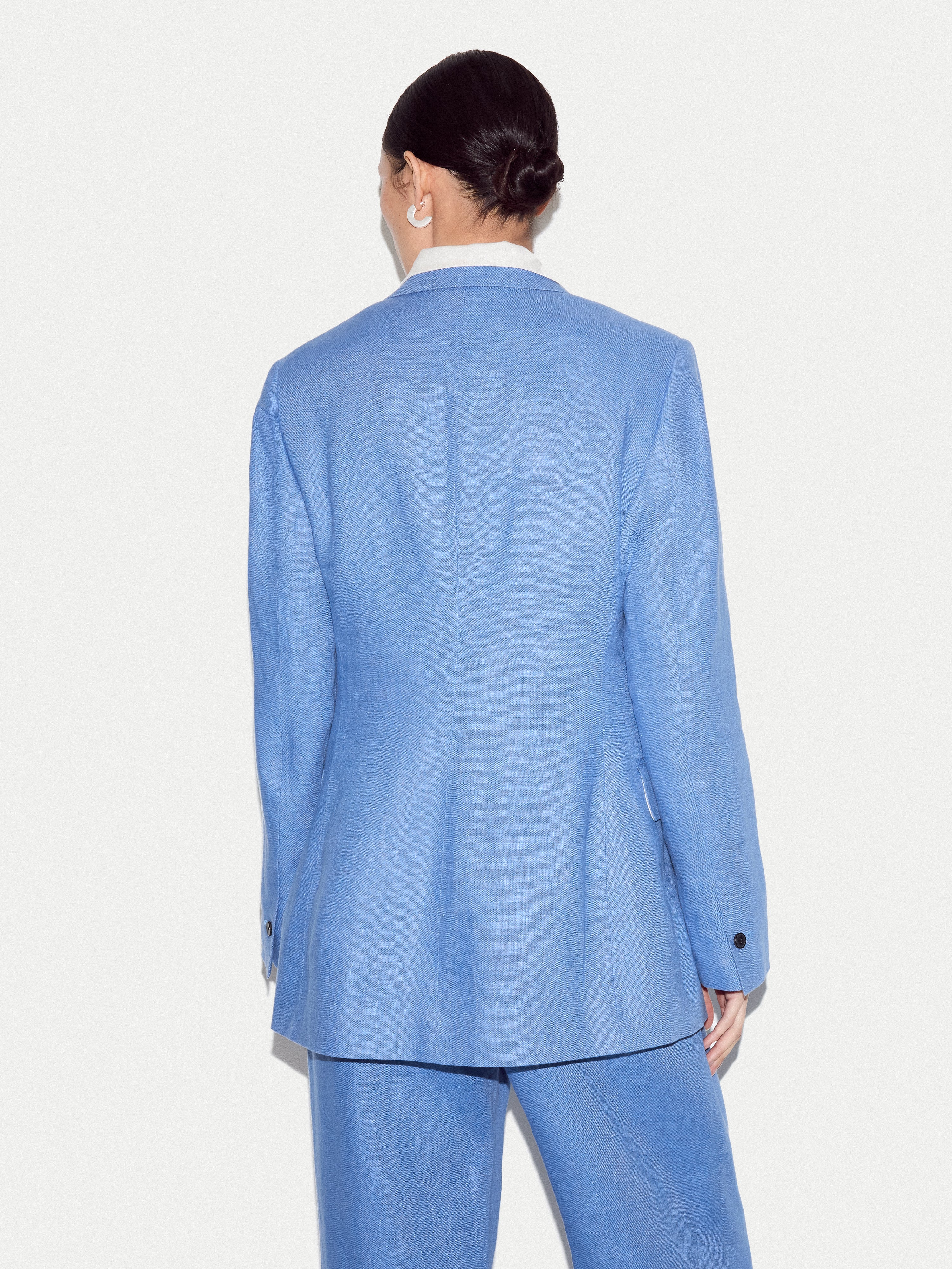 Linen Notch Lapel Blazer | Blue - Image 6