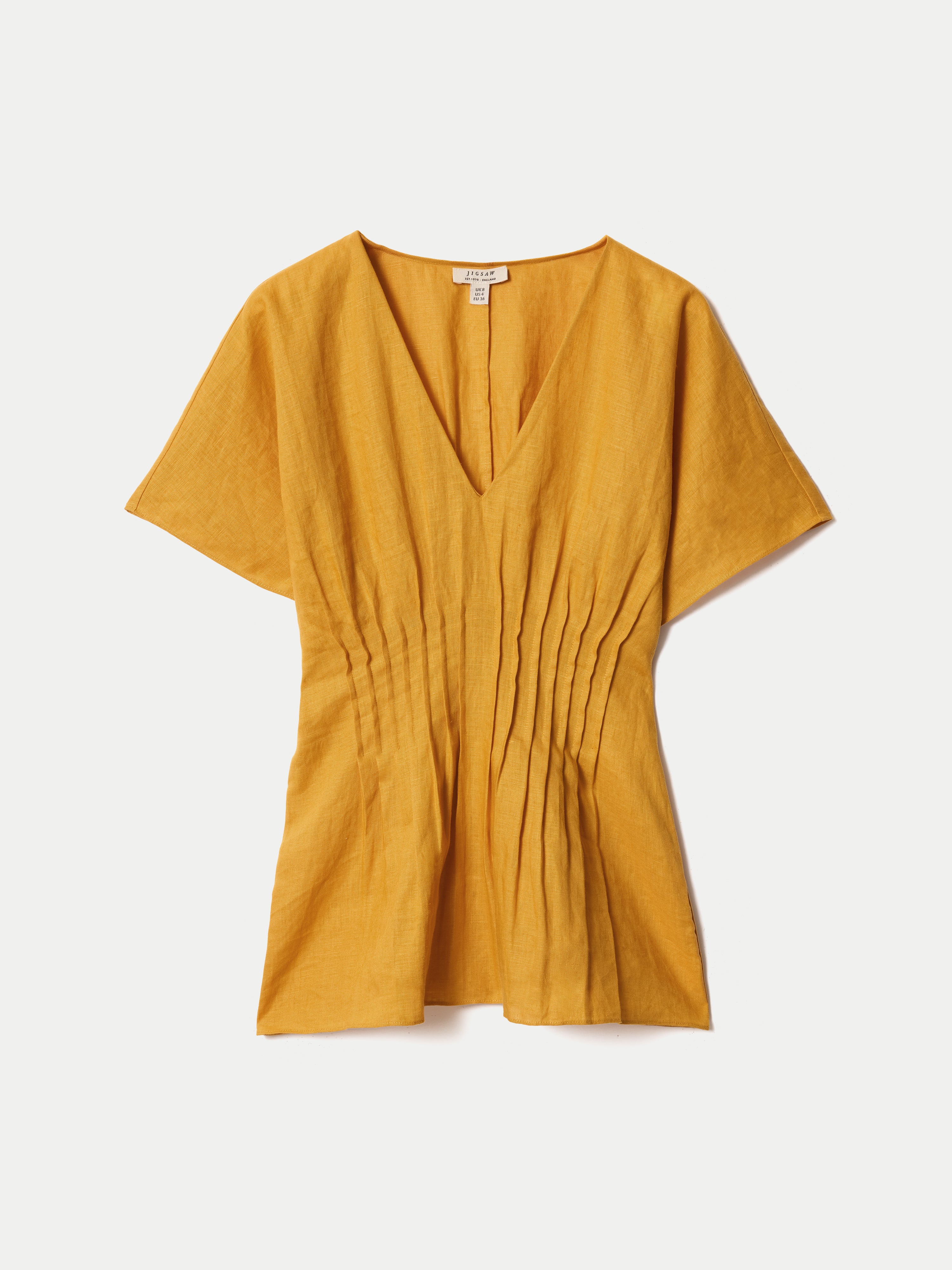 Linen Pintuck Waist Top | Orange - Image 6