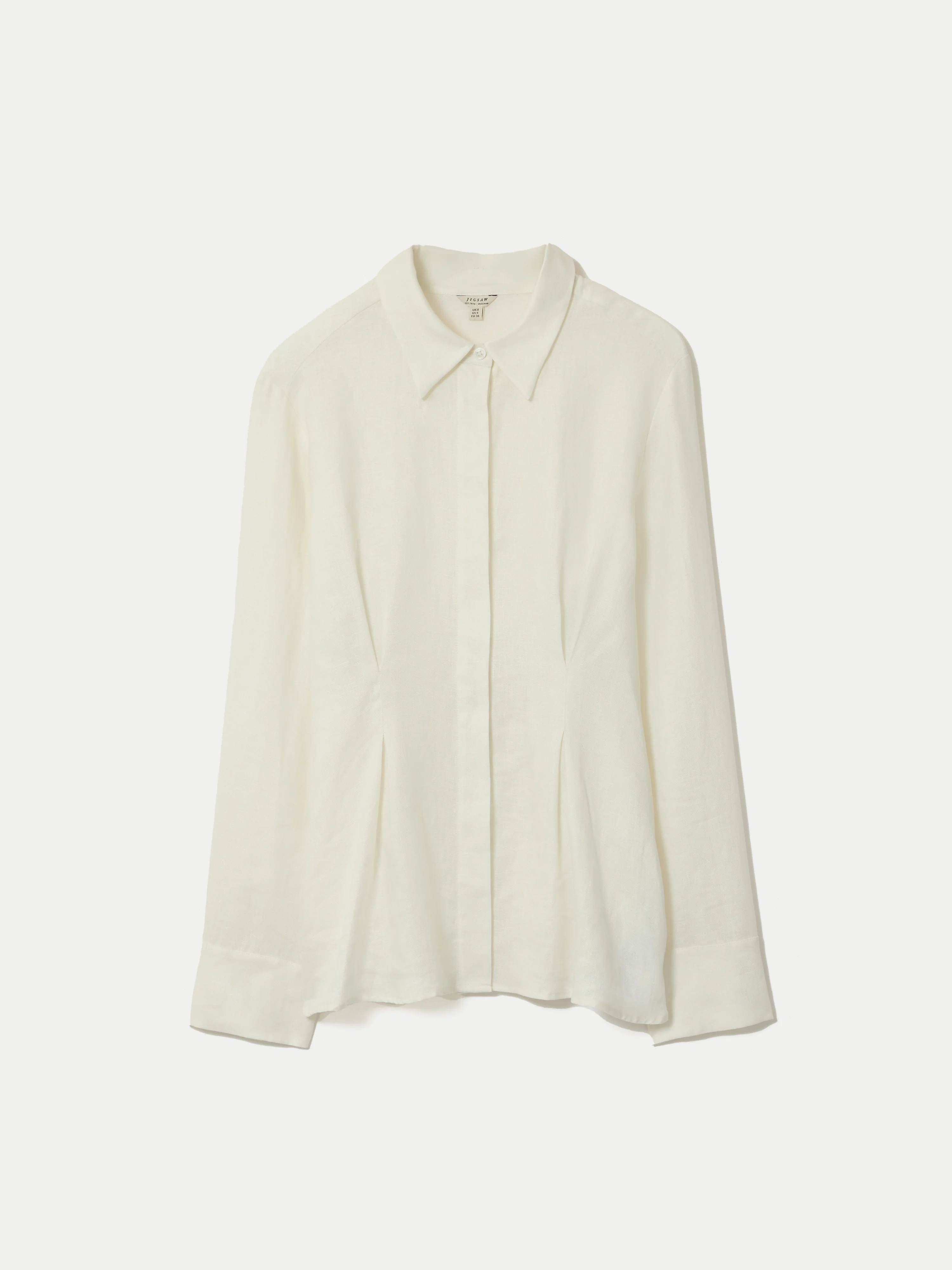 Linen Pleated Waist Shirt | White - Image 6