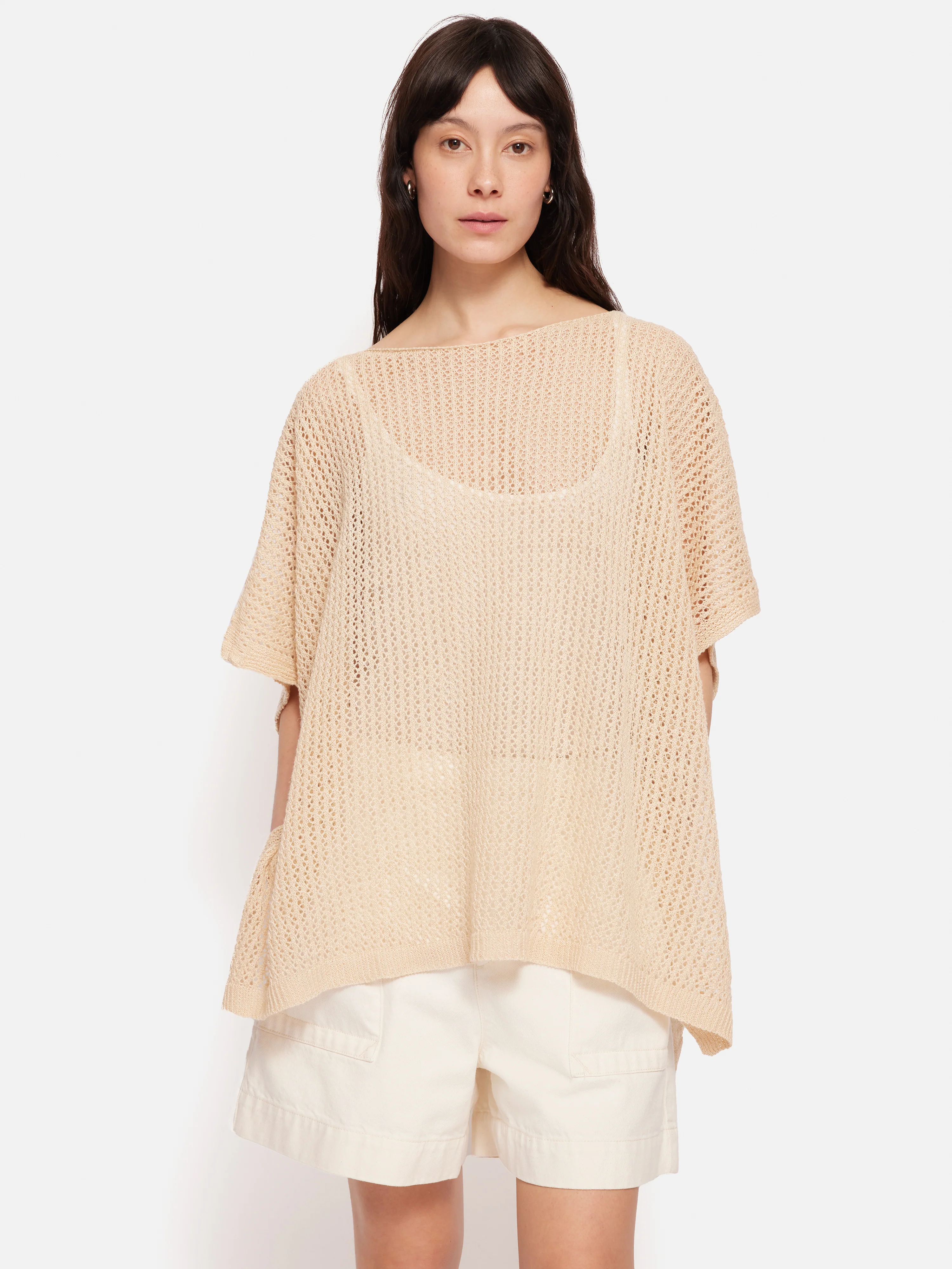 Linen Poncho | Cream - Image 2