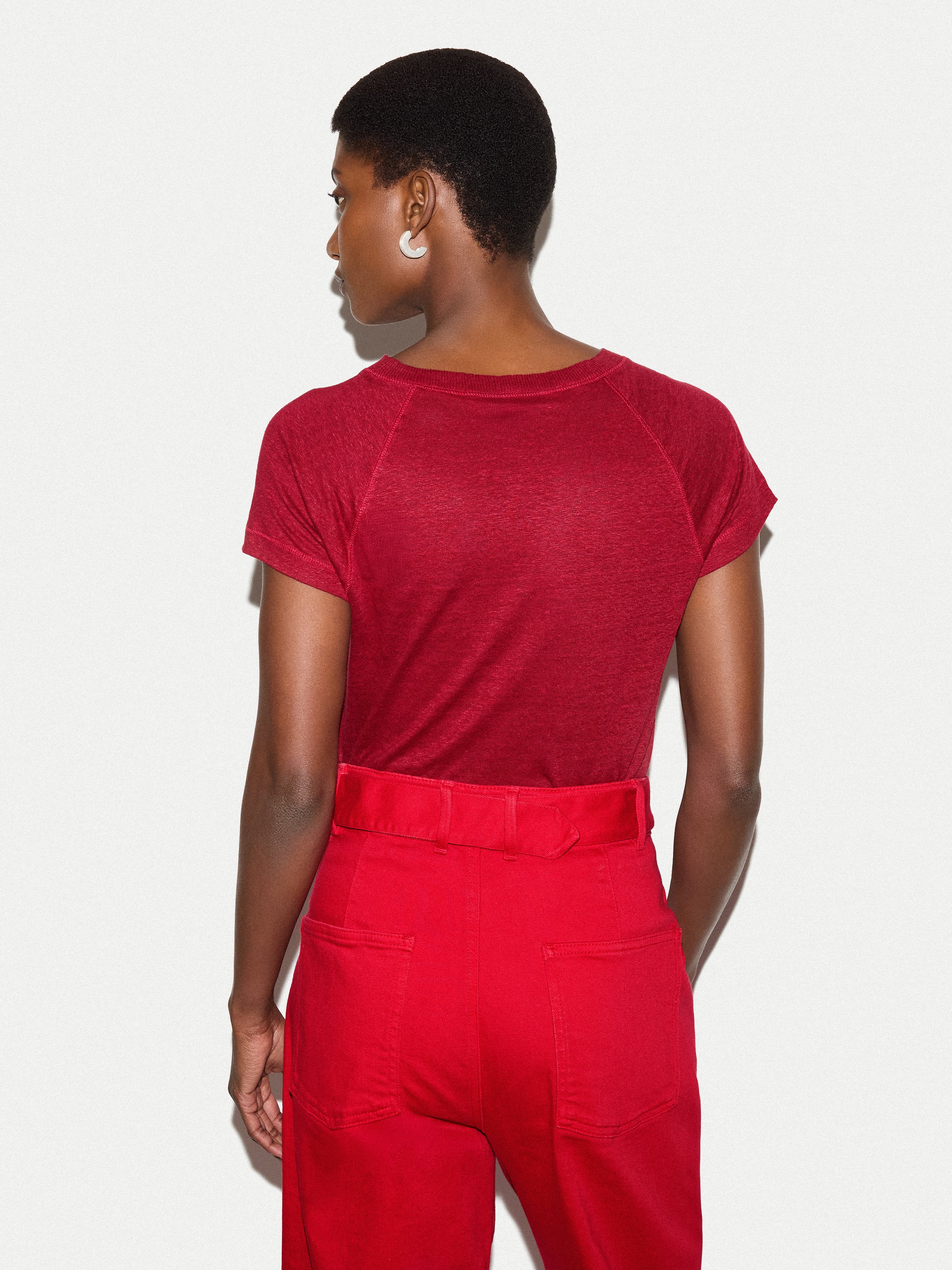 Linen Raglan Baby T-shirt | Red - Image 4