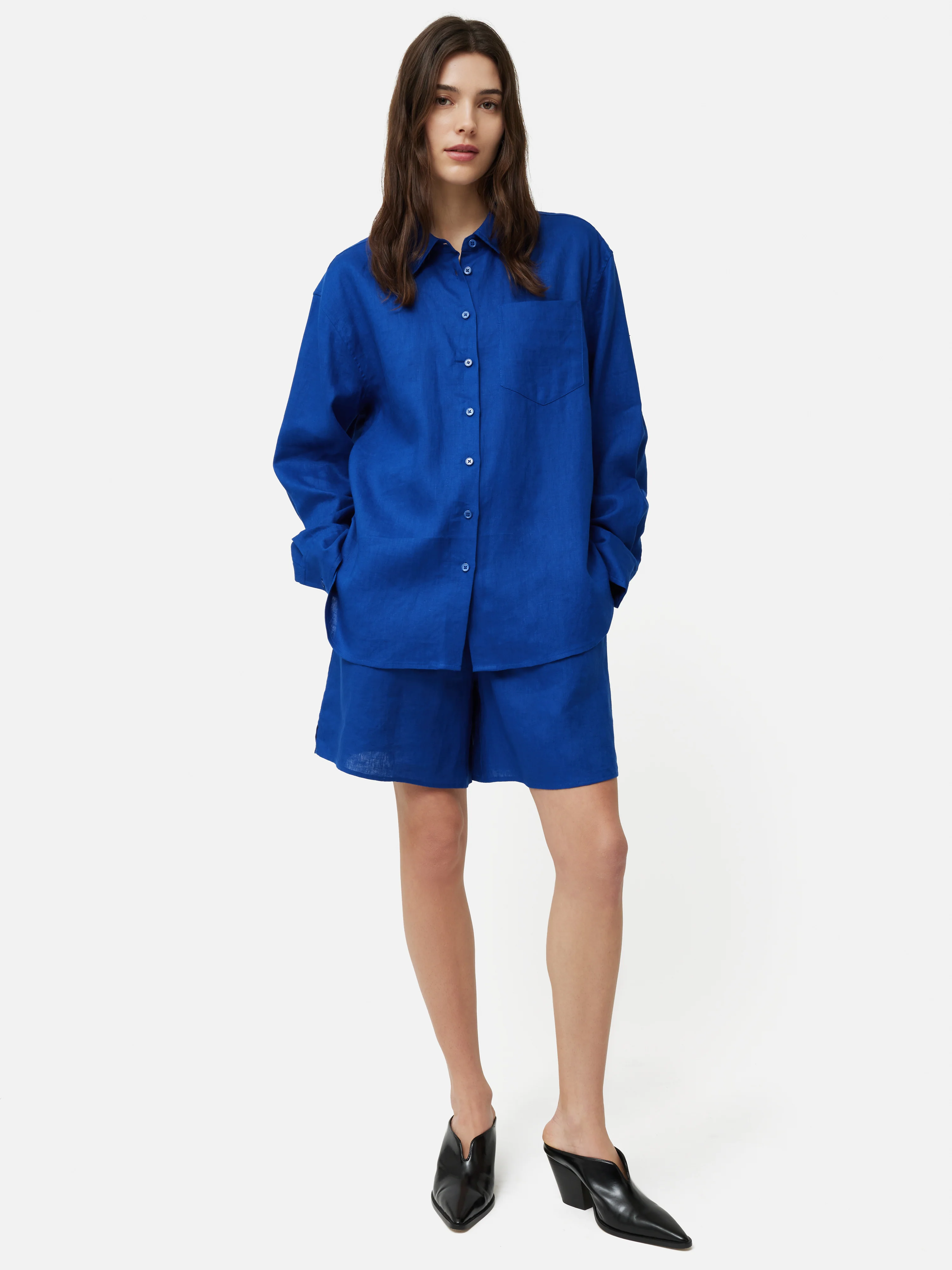 Linen Relaxed Shirt | Blue - Image 4