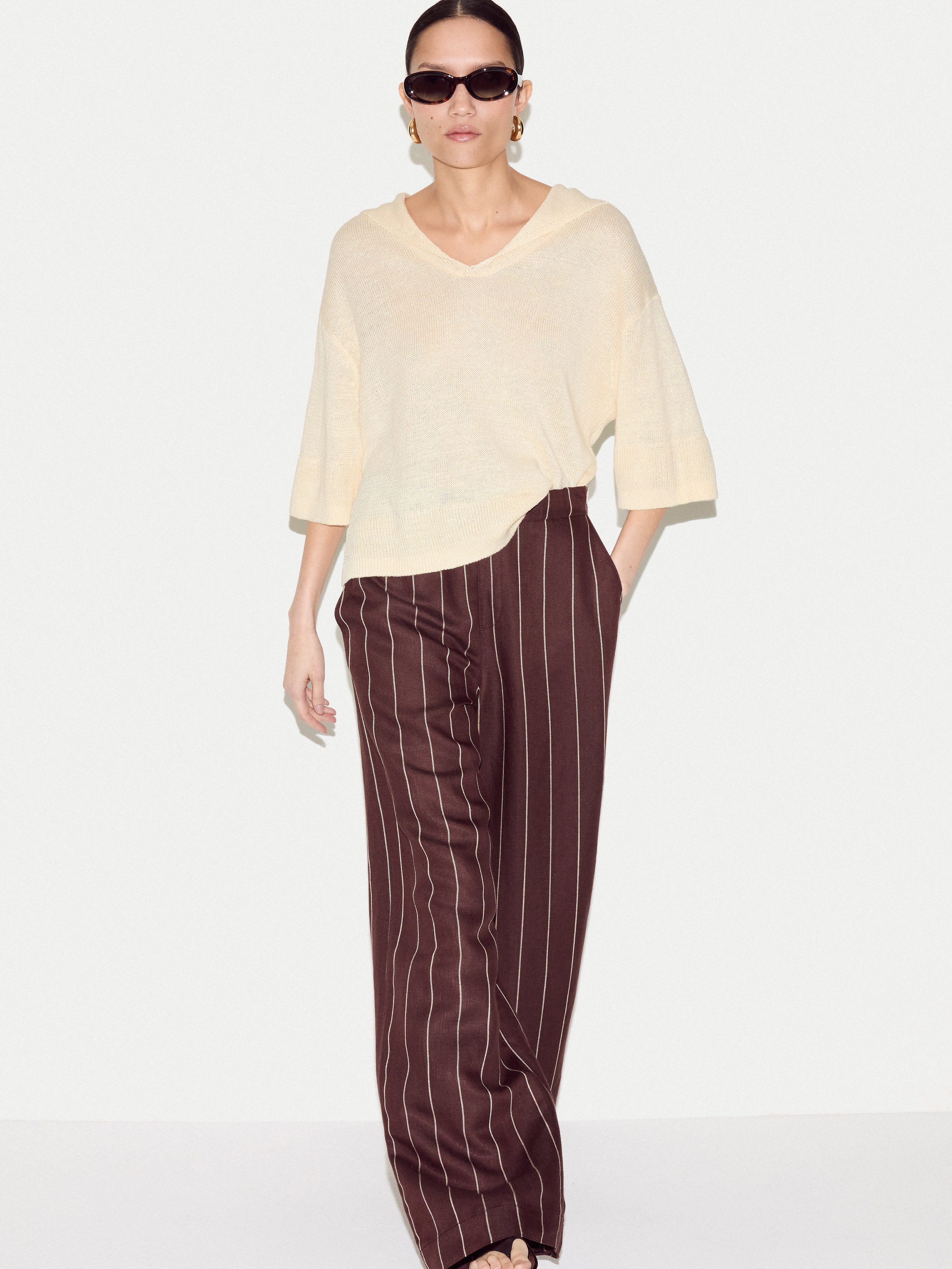 Linen Sailor Collar Jumper | Cream - Image 2