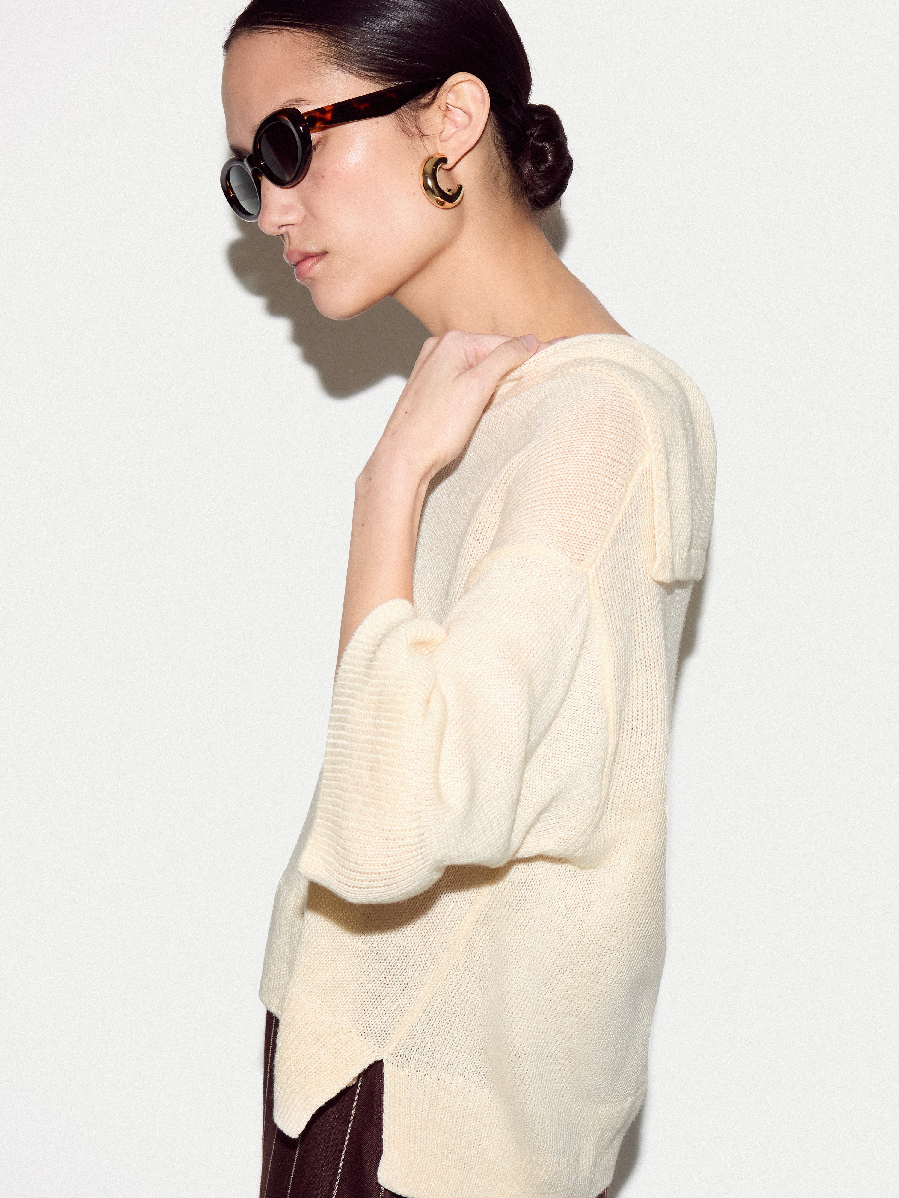 Linen Sailor Collar Jumper | Cream - Image 3