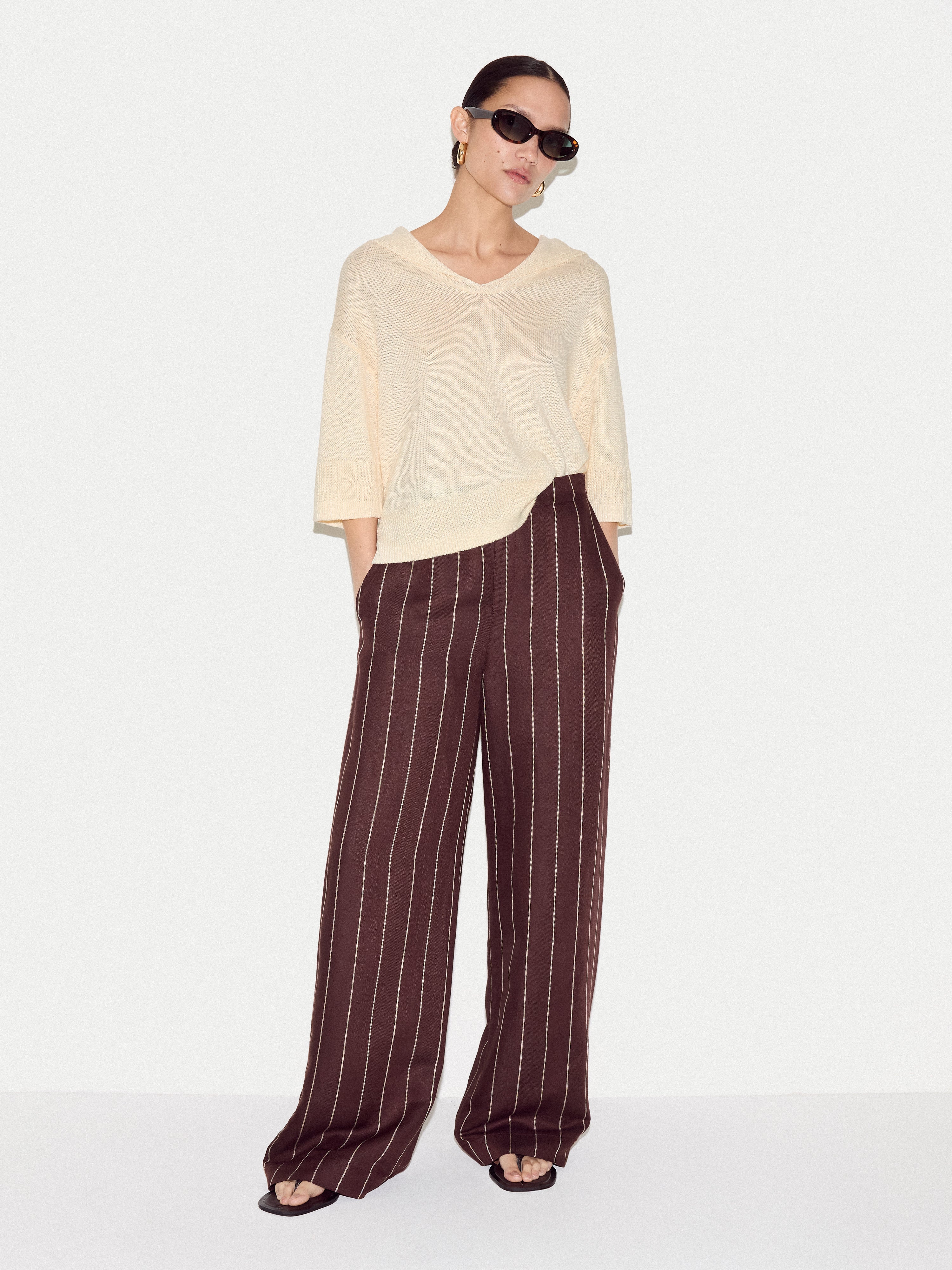 Linen Sailor Collar Jumper | Cream - Image 4