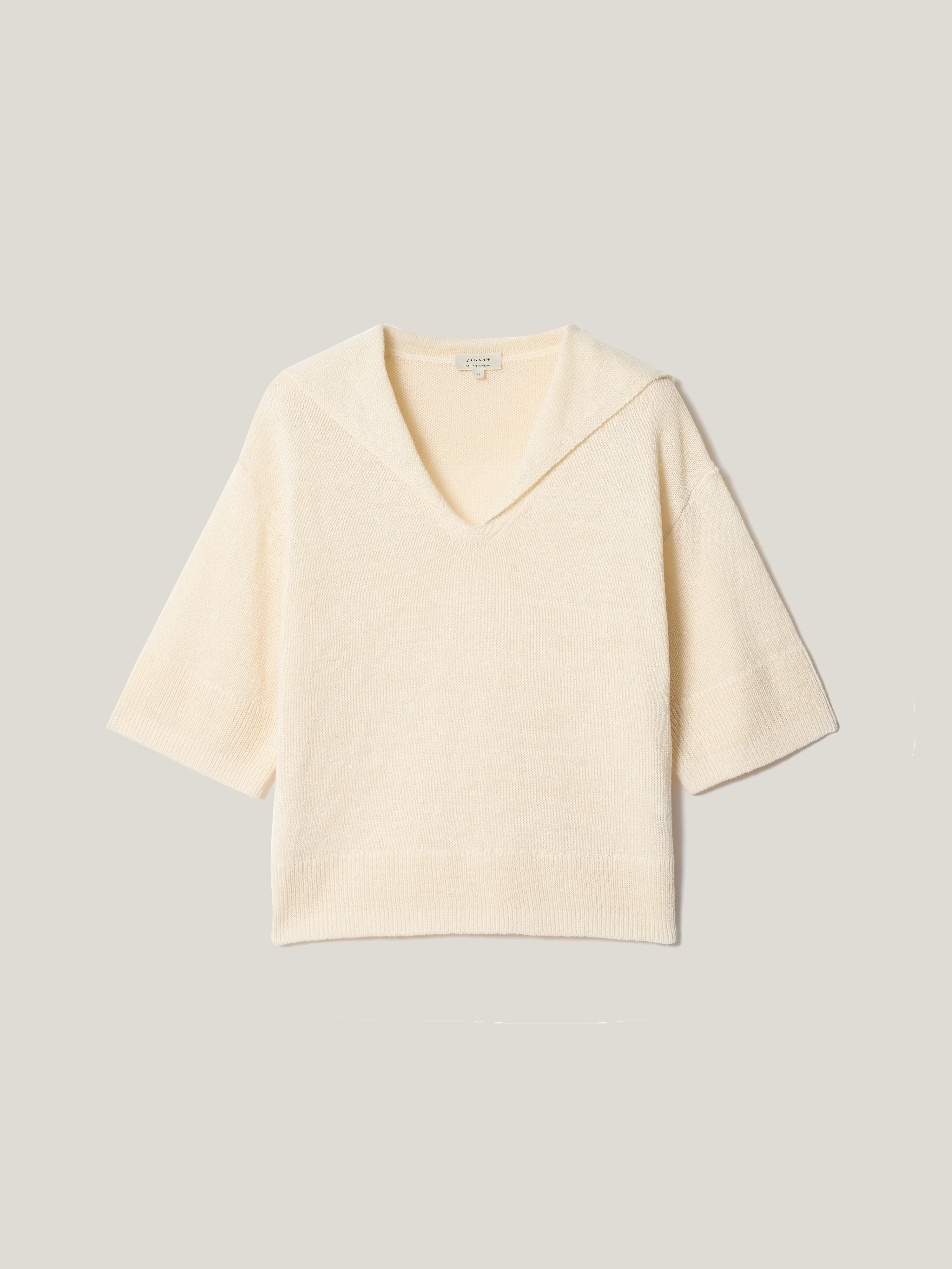 Linen Sailor Collar Jumper | Cream - Image 6