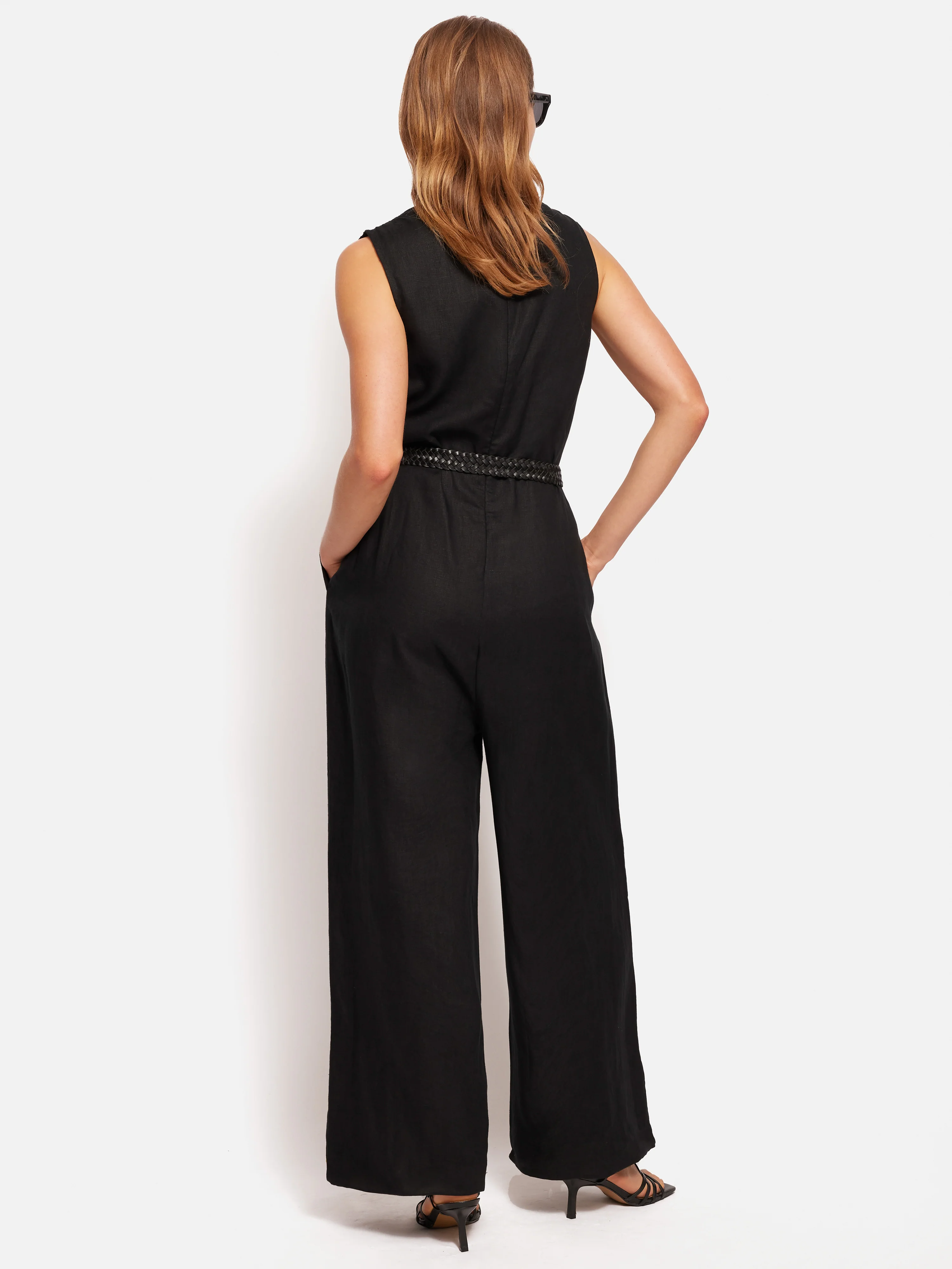 Linen Sleeveless Jumpsuit | Black - Image 5