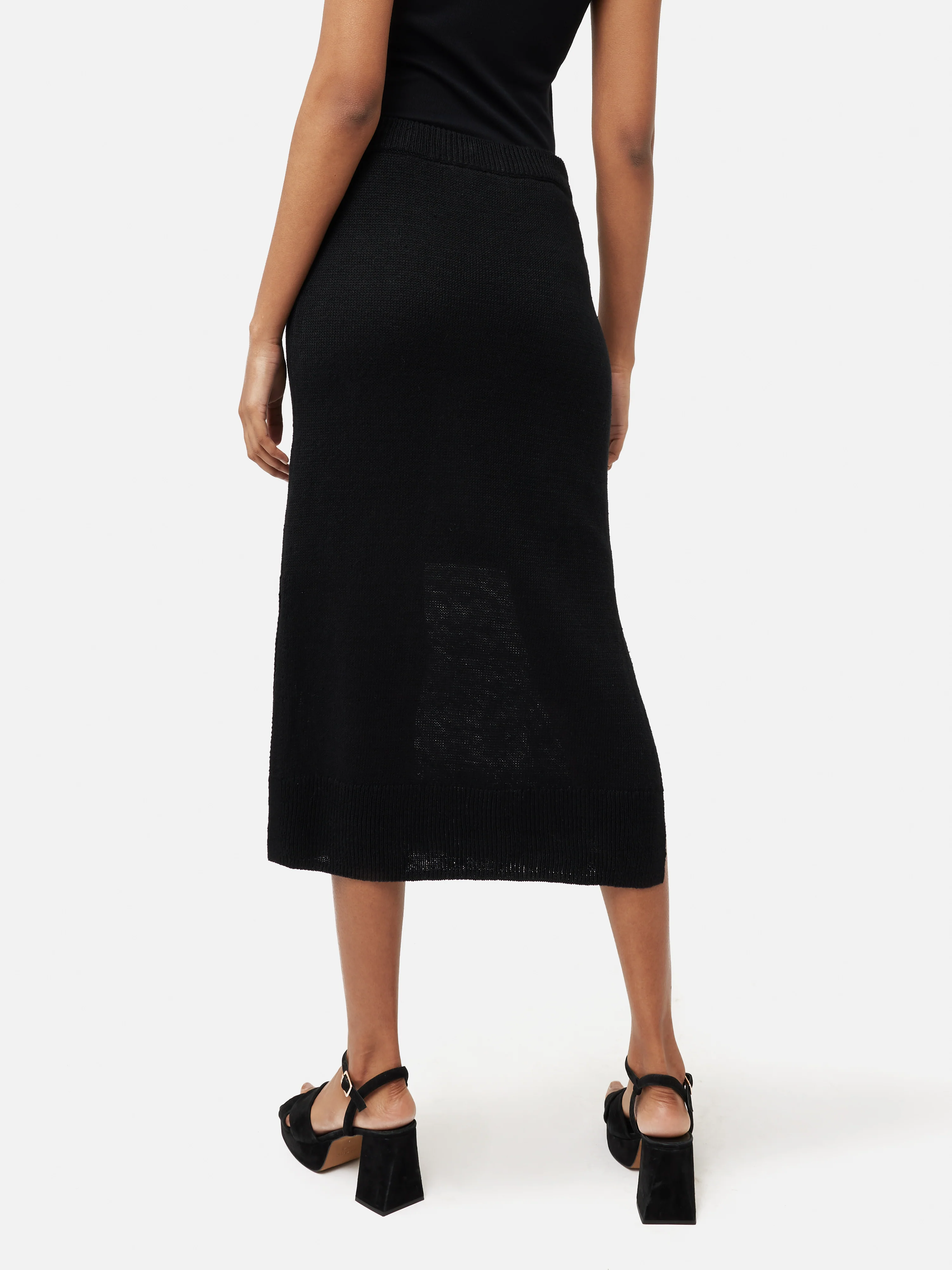 Linen Slub Knitted Skirt | Black - Image 5