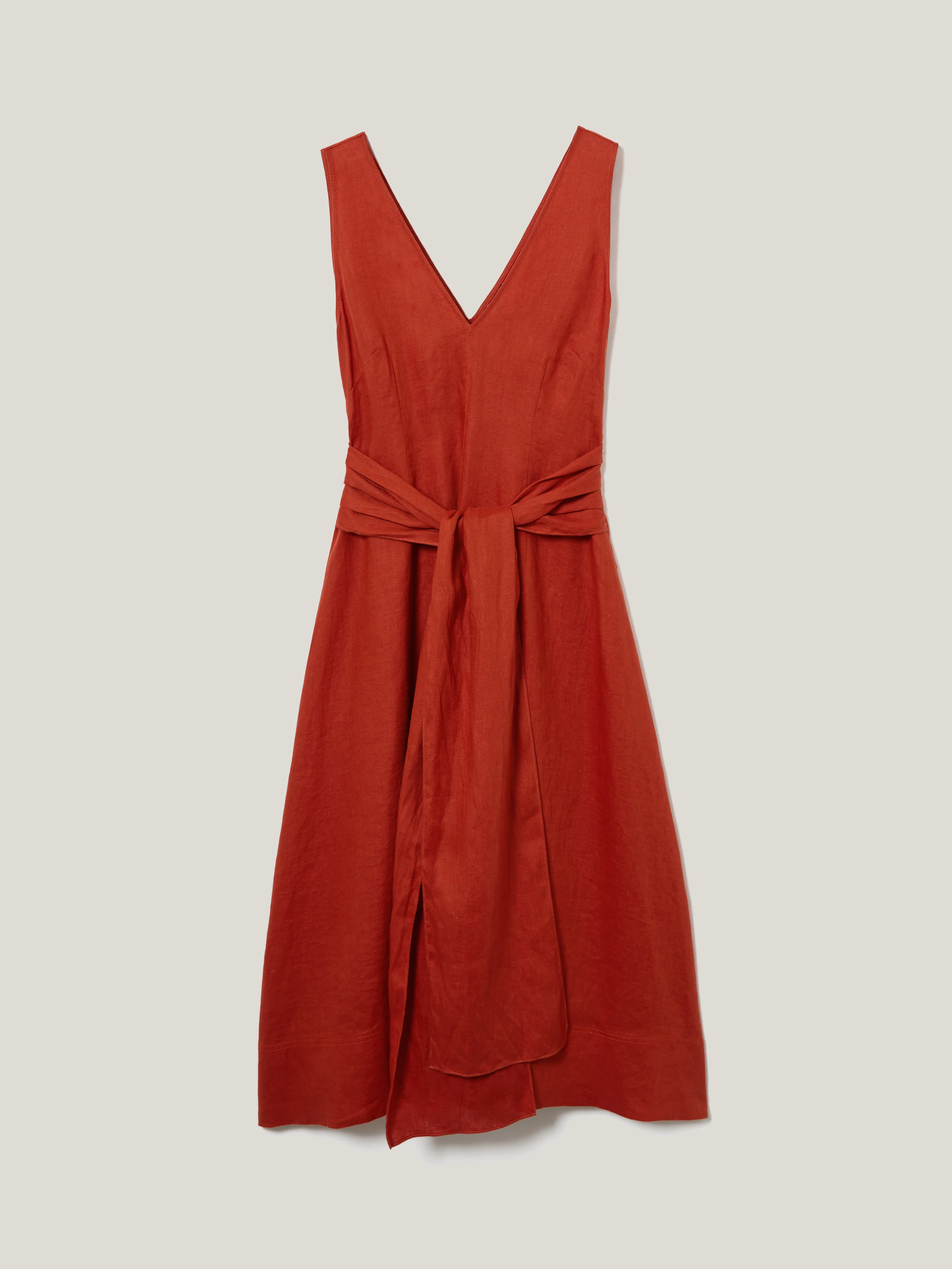 Linen Tie Dress | Orange - Image 6