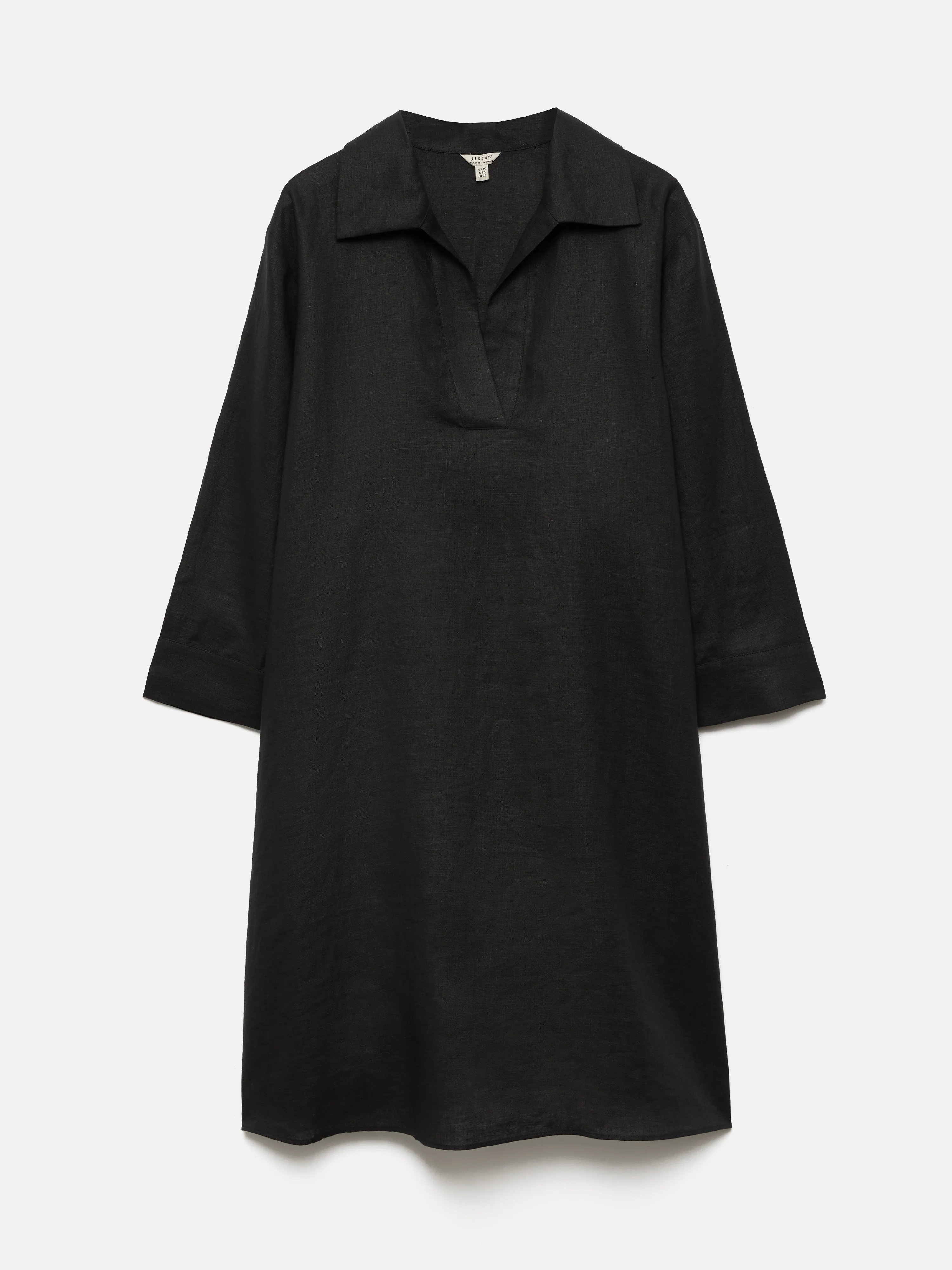 Linen Tunic Shirt Dress | Black - Image 7