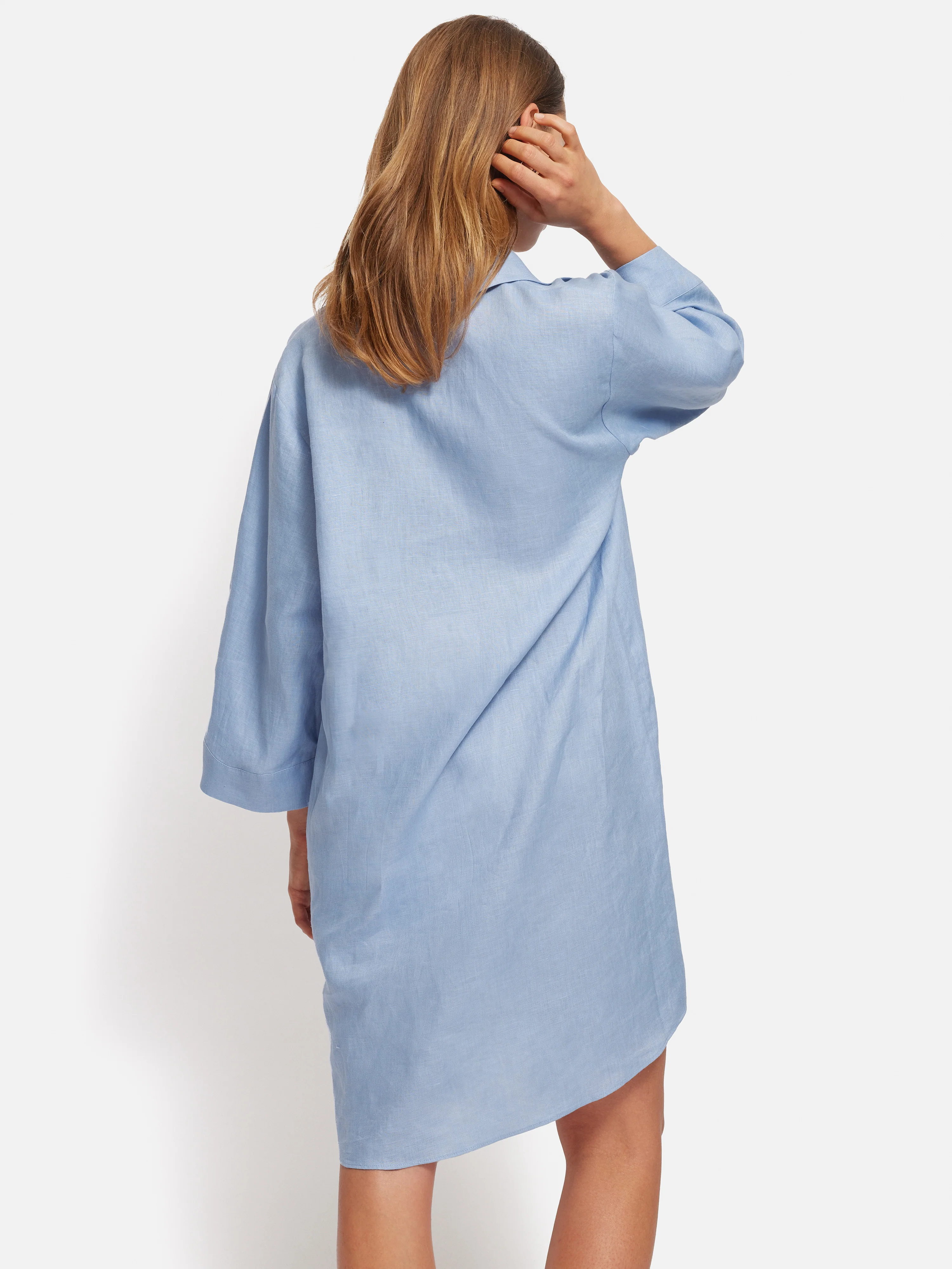 Linen Tunic Shirt Dress | Blue - Image 4