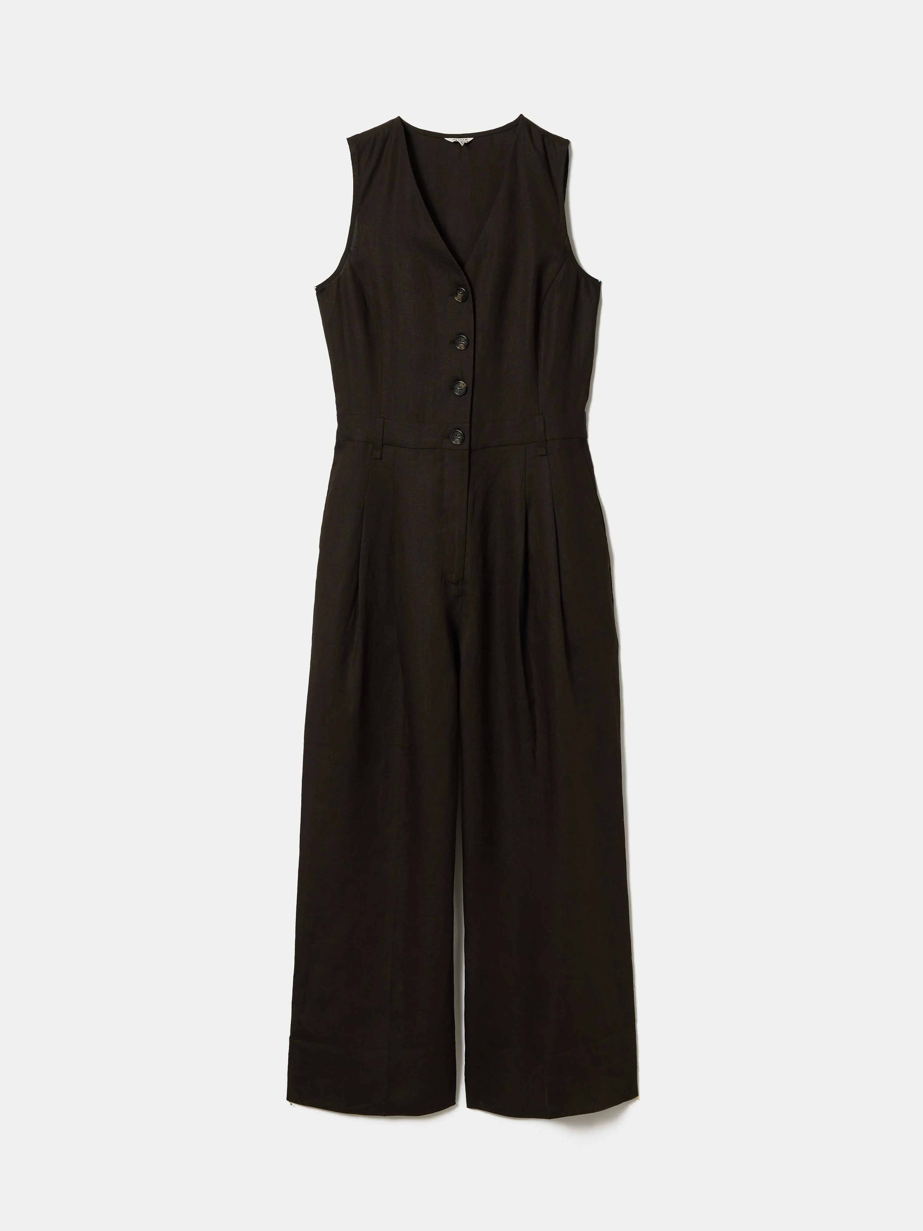 Linen Waistcoat Jumpsuit | Brown - Image 8