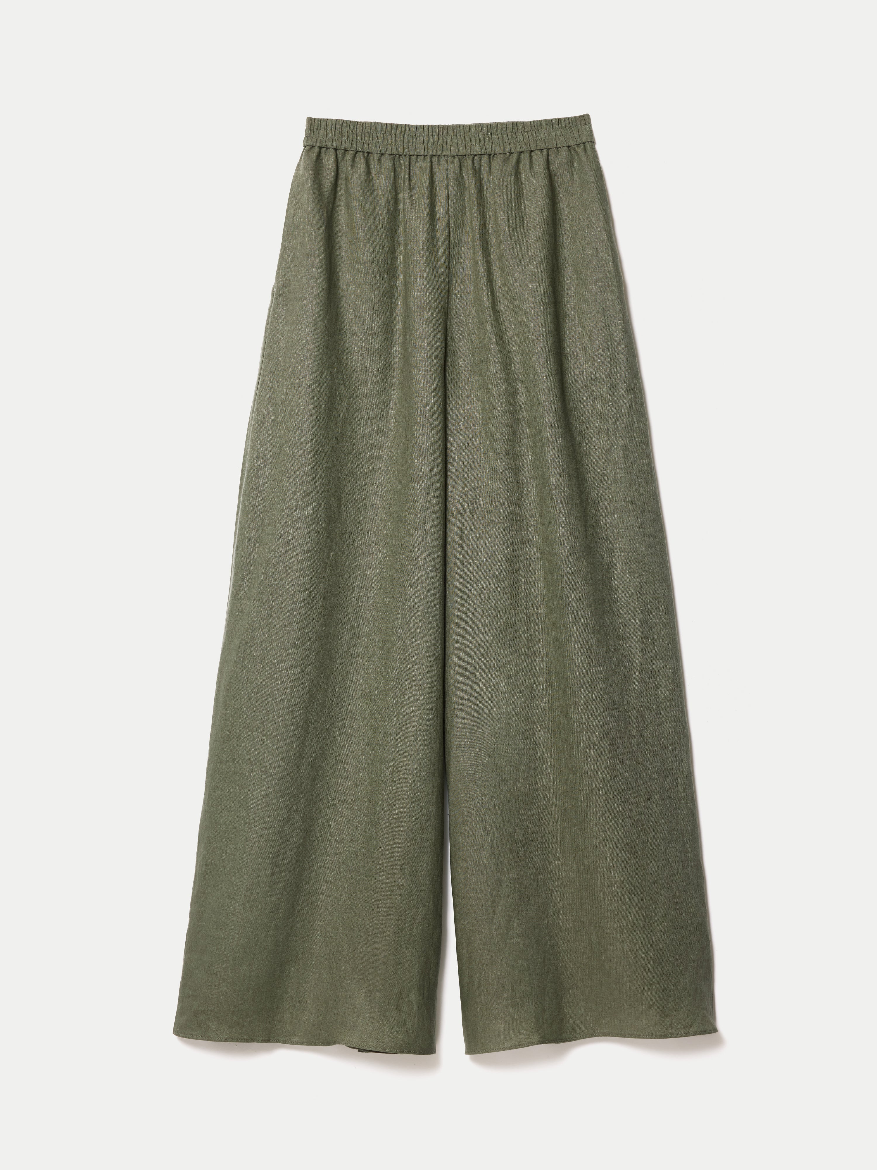 Linen Wide Leg Palazzo | Khaki - Image 6