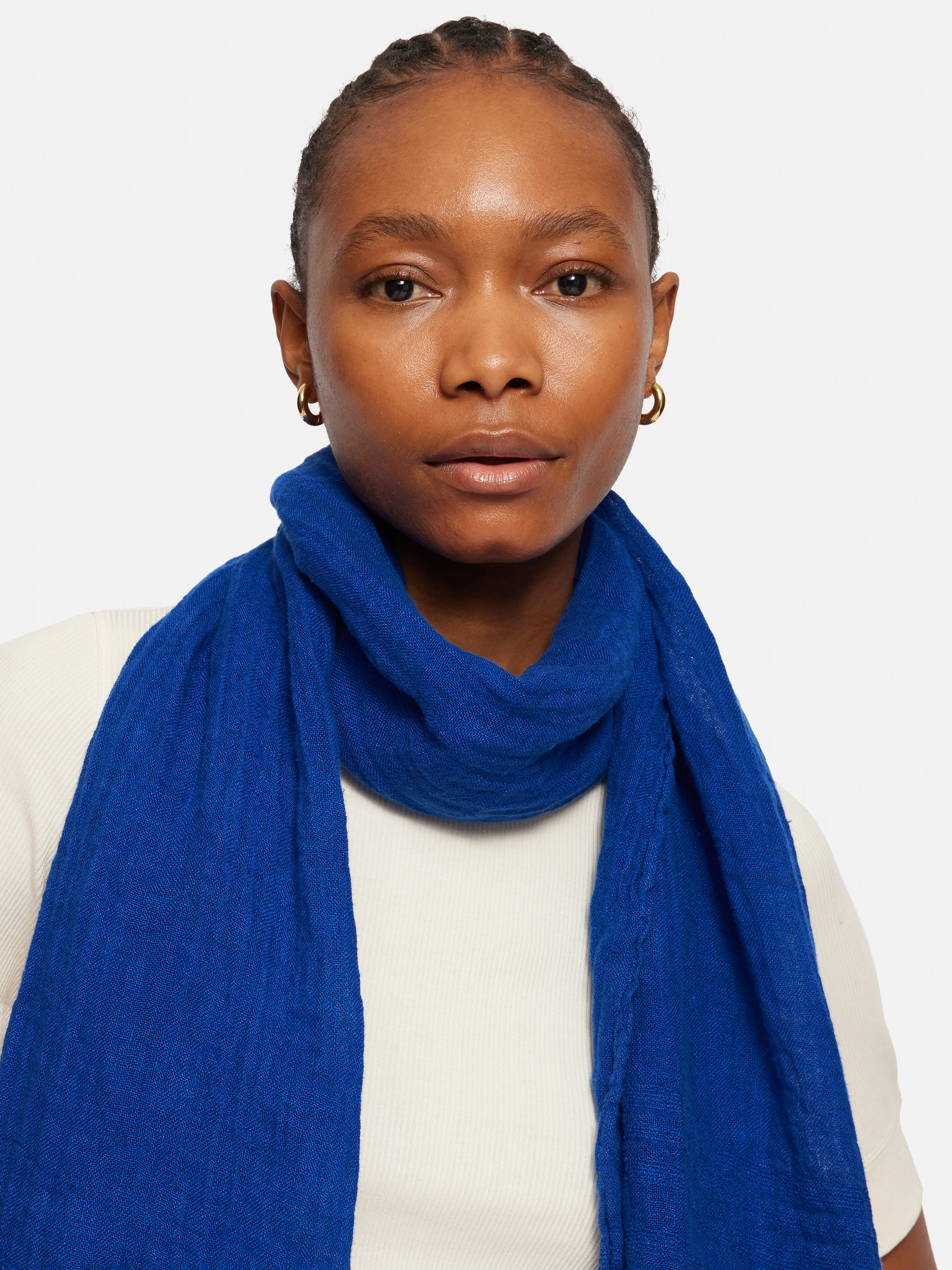 Linen Woven Scarf | Blue - Image 3