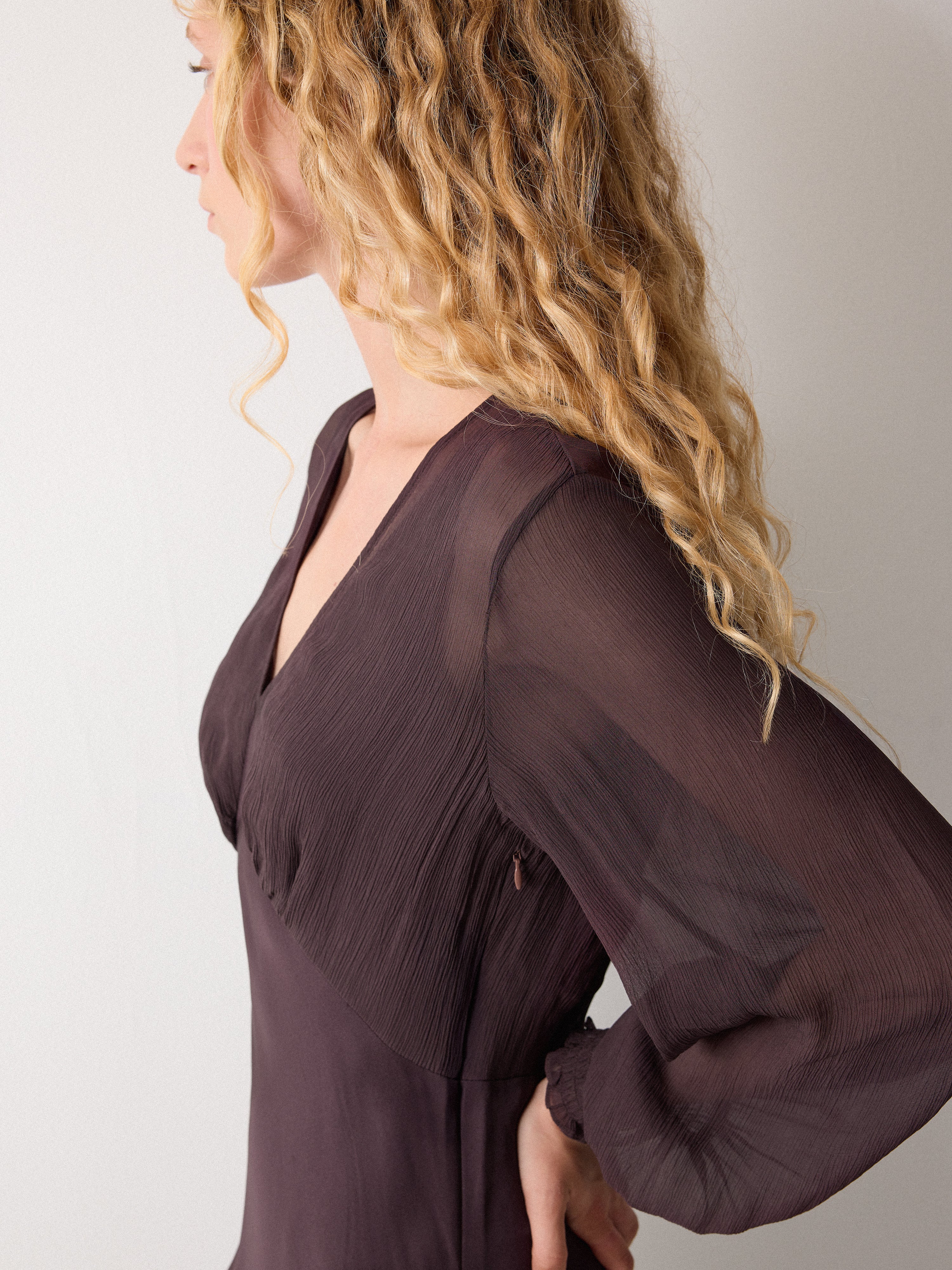 Long Sleeve Bias Dress | Purple - Image 2