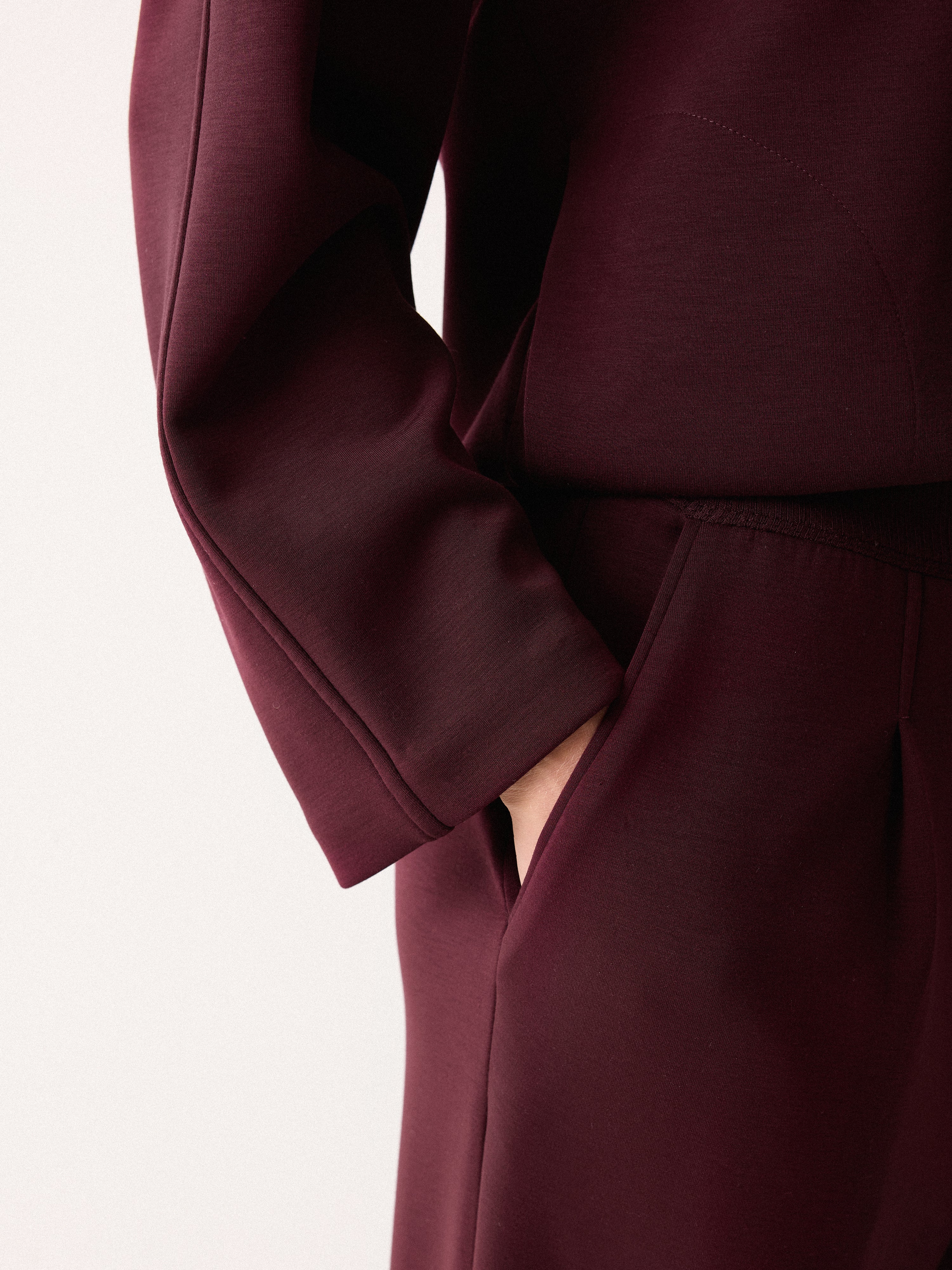 Luxe Pleated Track Pant | Burgundy - Image 5