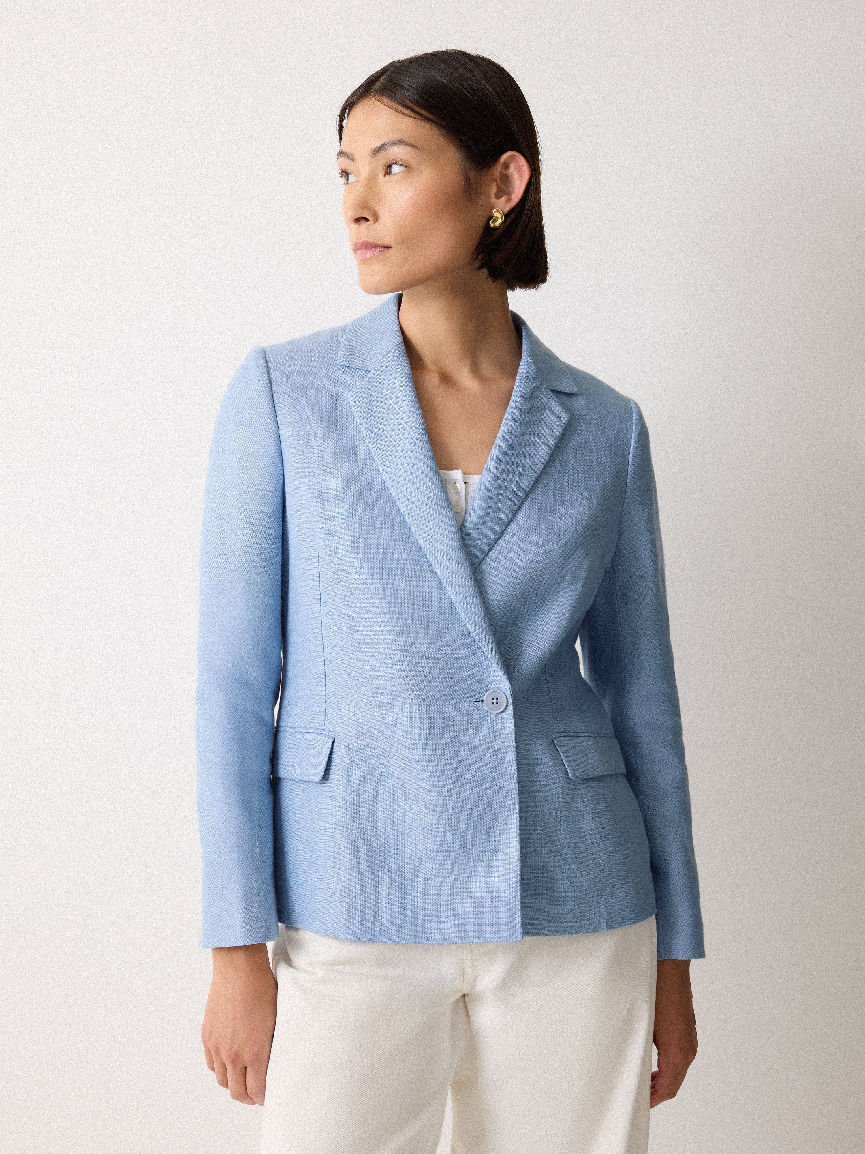 Maree Irish Linen Short Blazer | Blue - Image 4
