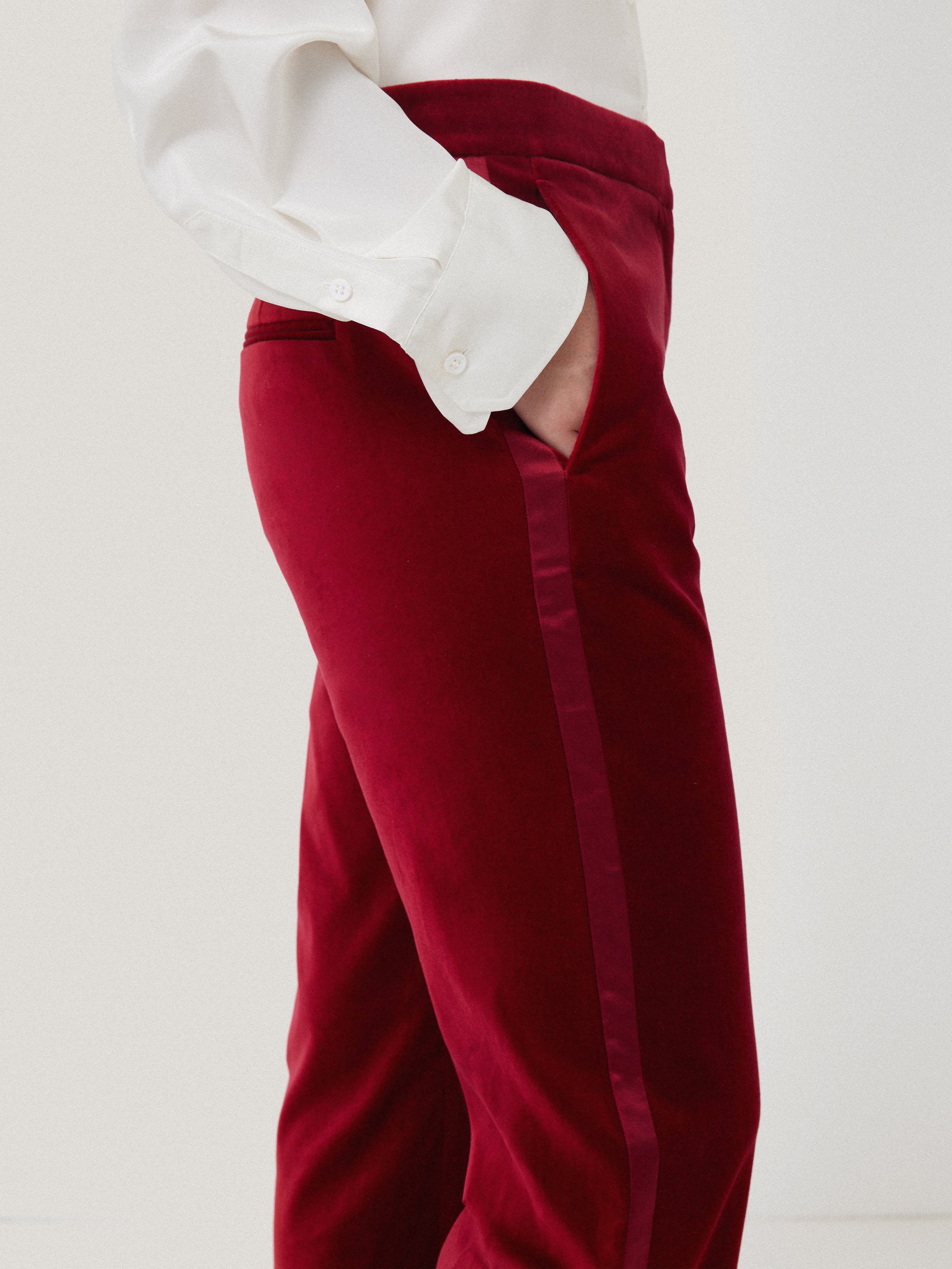 Mason Velvet Trouser | Red - Image 4