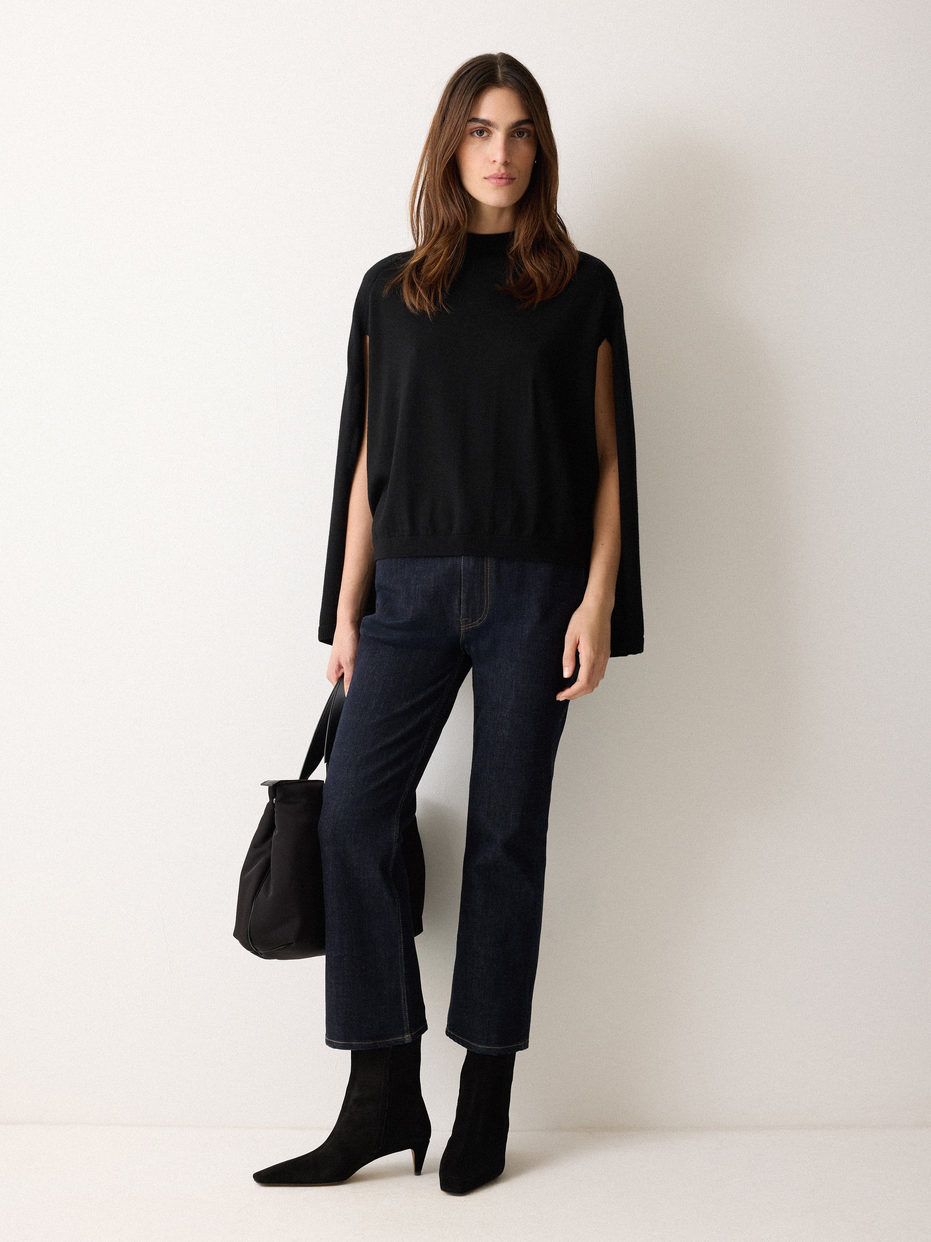 Merino Cape Jumper | Black