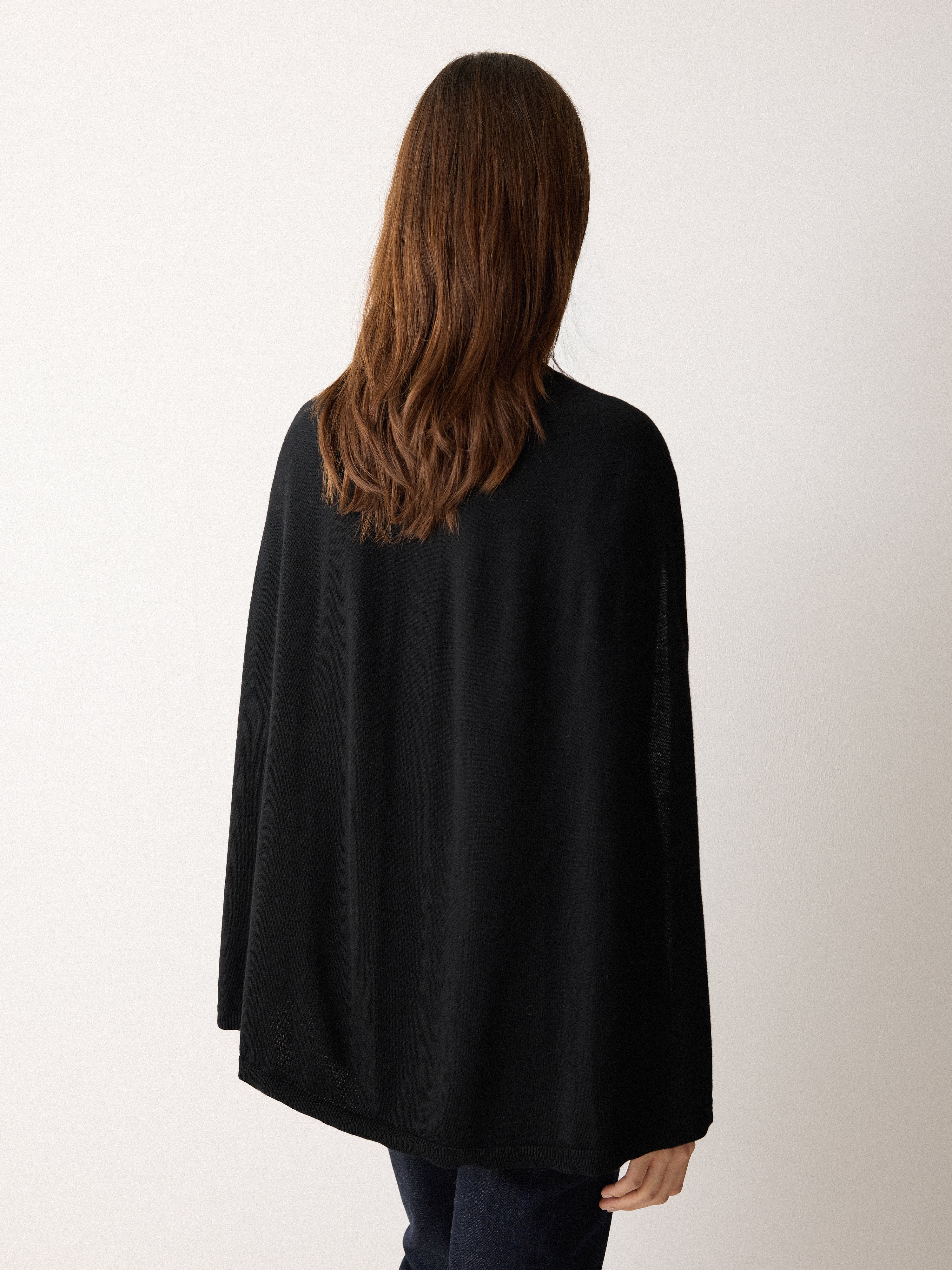 Merino Cape Jumper | Black - Image 4