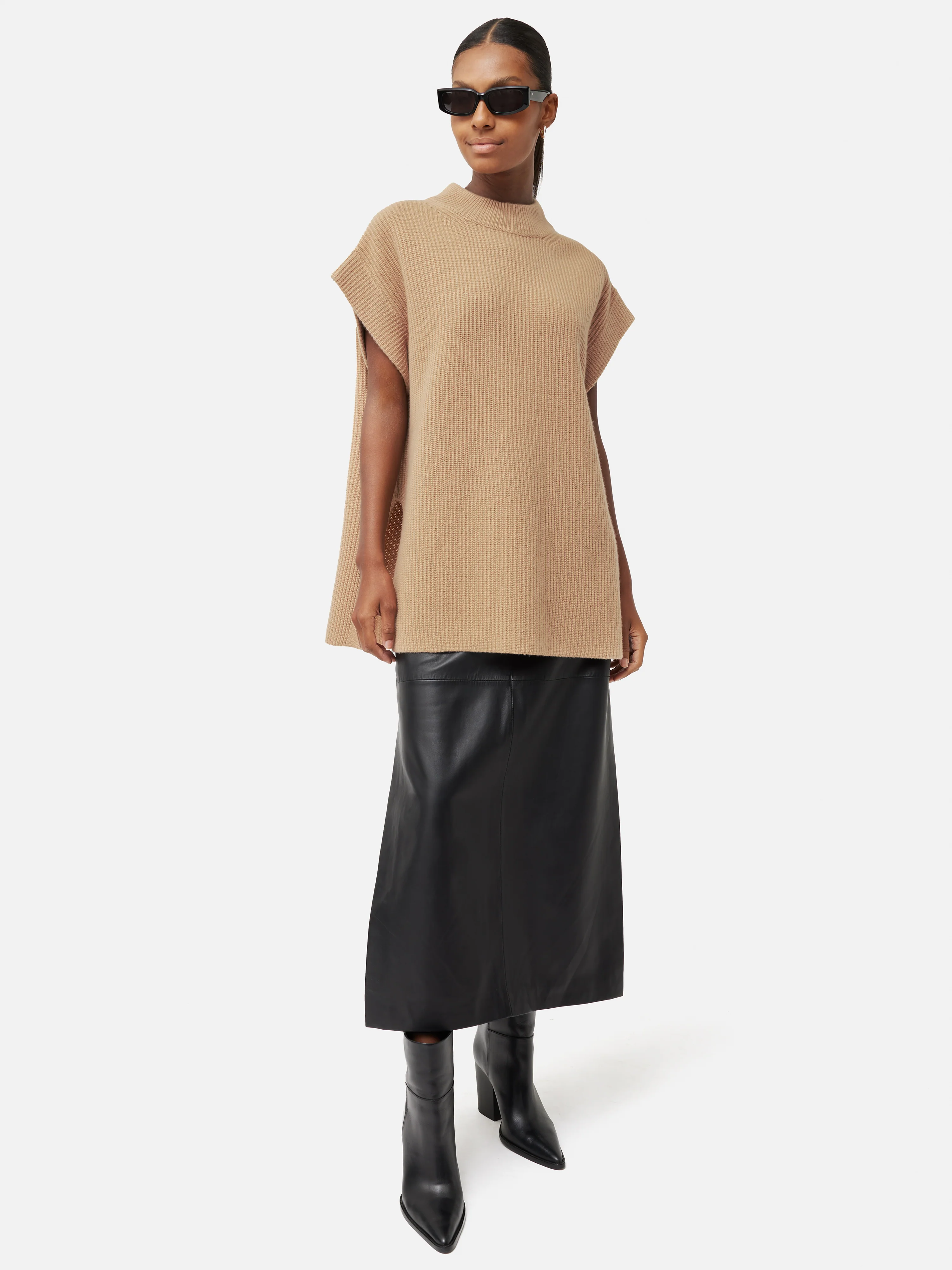 Merino Cashmere Ribbed Tunic | Camel - Image 3